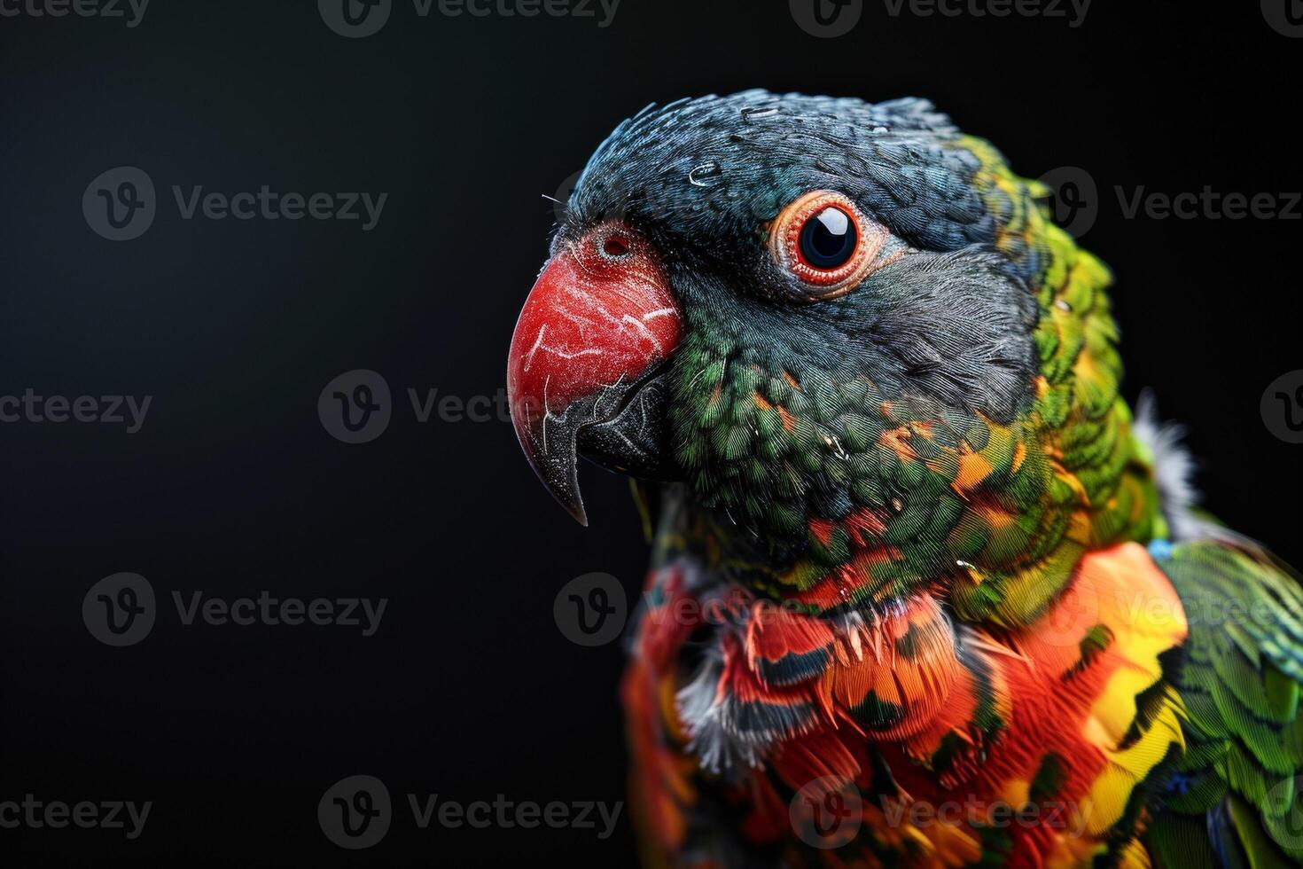 Blue faced Parrot bird in studio isolated on black background photo