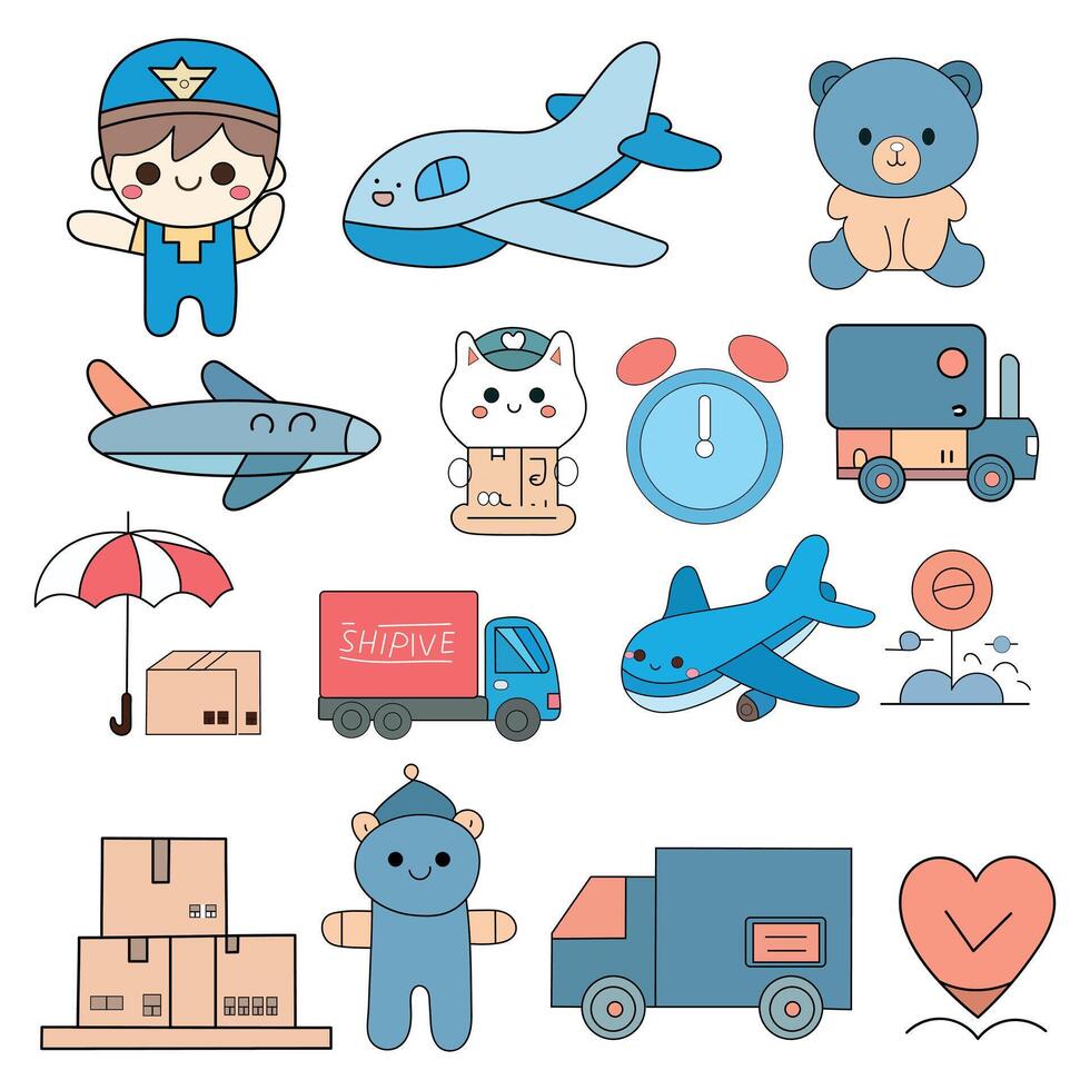 We are shipping Doodle Illustration hand drawn art color templates. vector