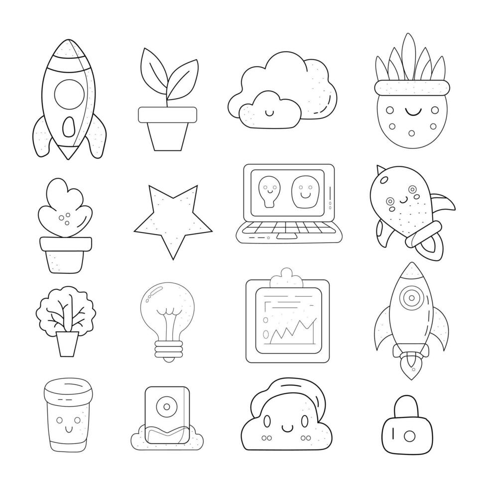 Start Up Doodle Illustration hand drawn elements doodles. vector