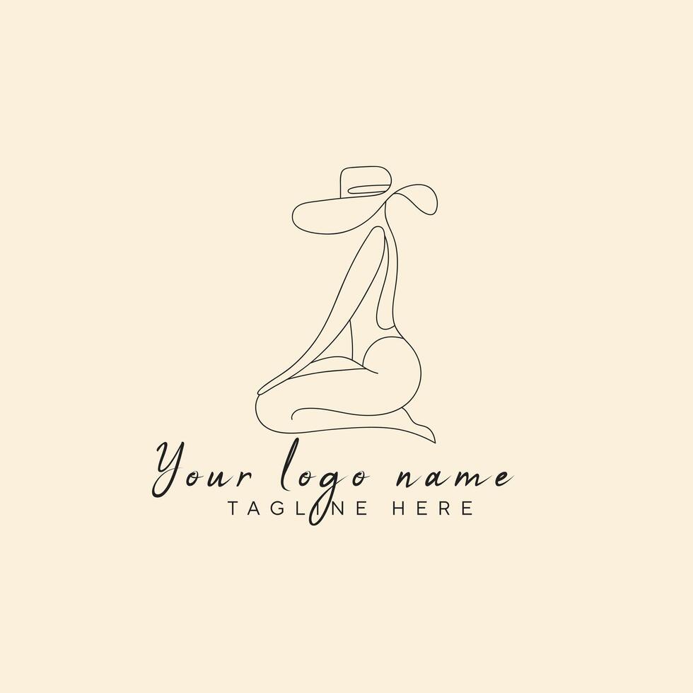 Feminine line art logo design. vector