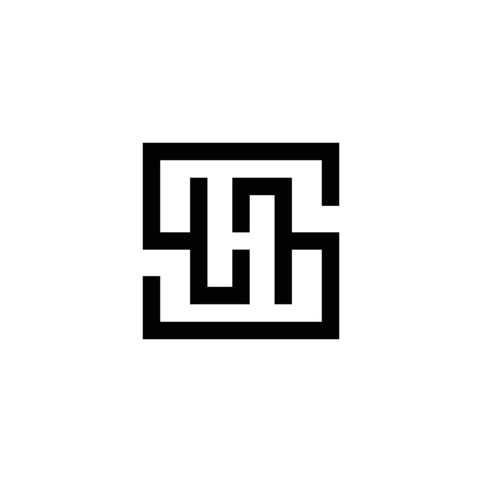 Letter SH, HS monogram square shape. vector