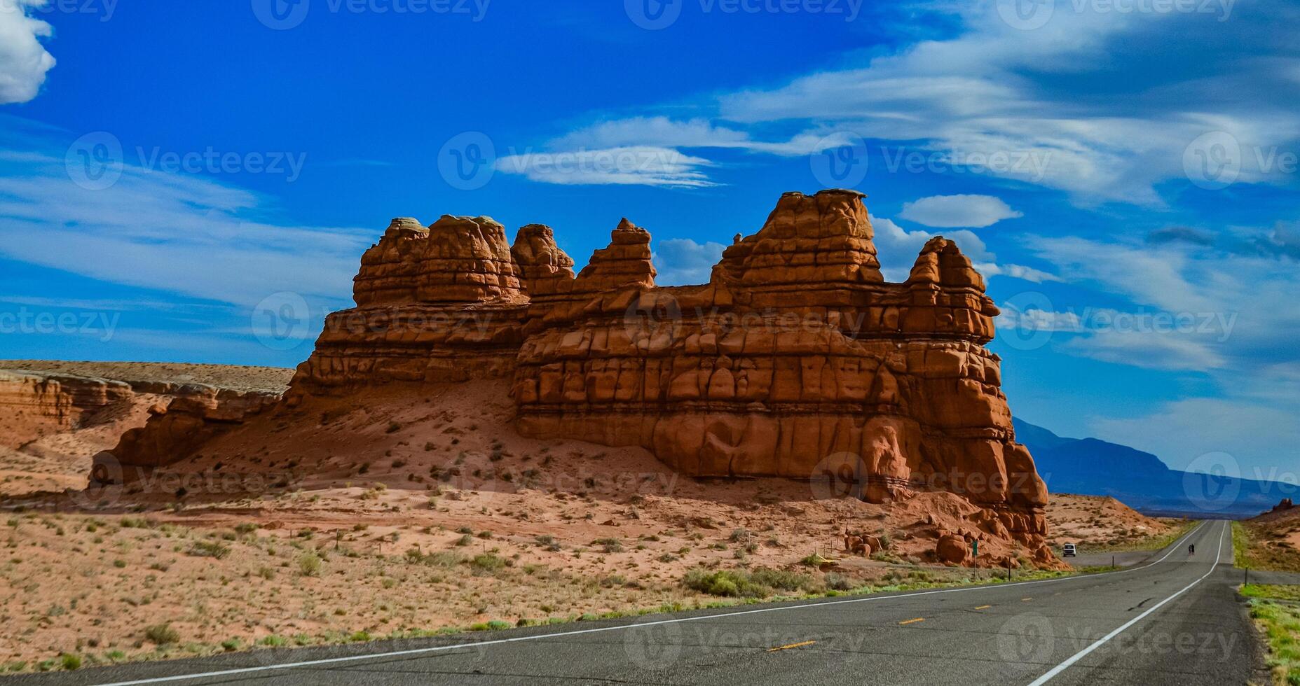Layered geological formations of red rocks in Canyonlands National Park is in Utah near Moab. photo