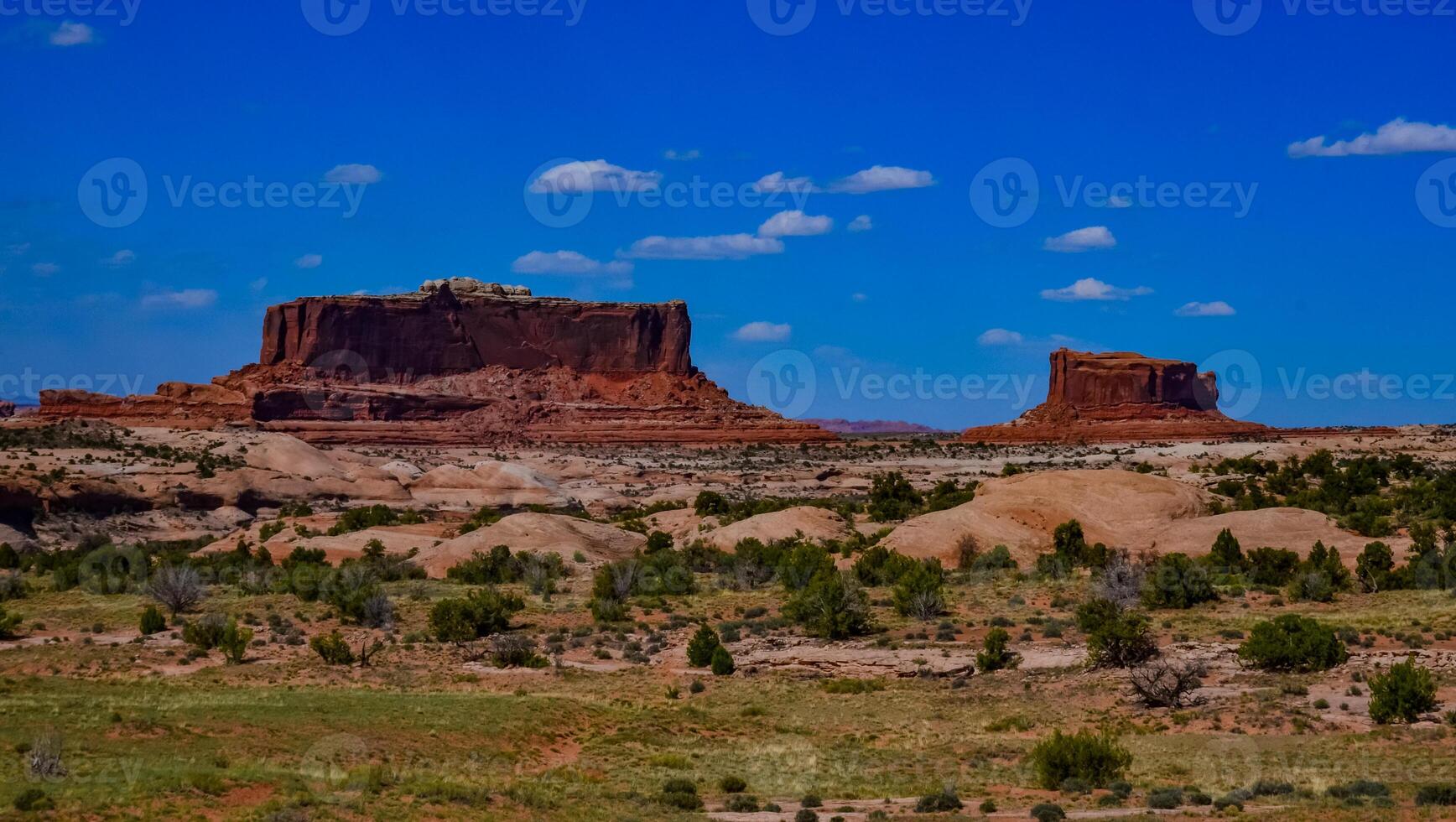 Layered geological formations of red rocks in Canyonlands National Park is in Utah near Moab. photo