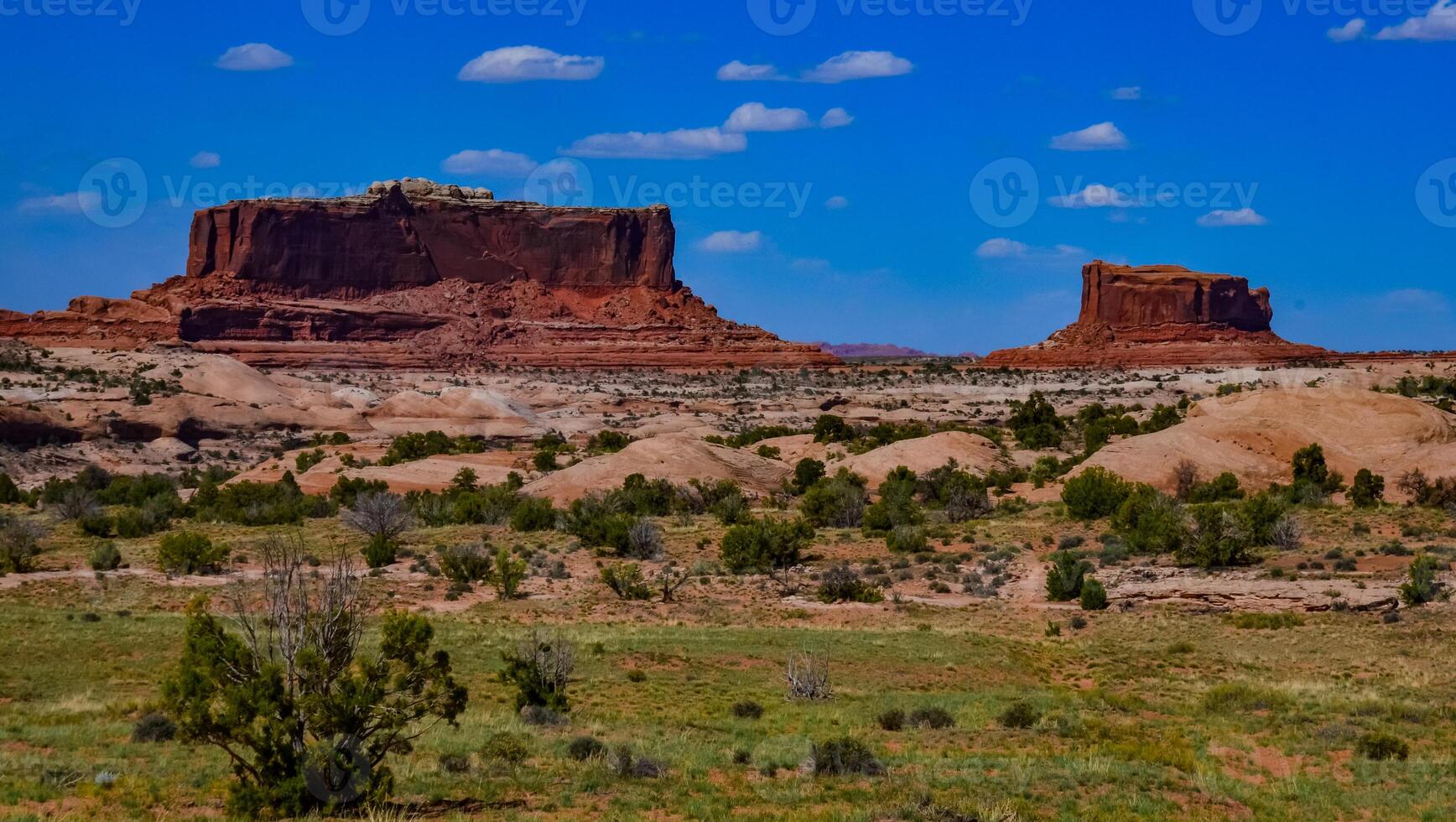 Layered geological formations of red rocks in Canyonlands National Park is in Utah near Moab. photo