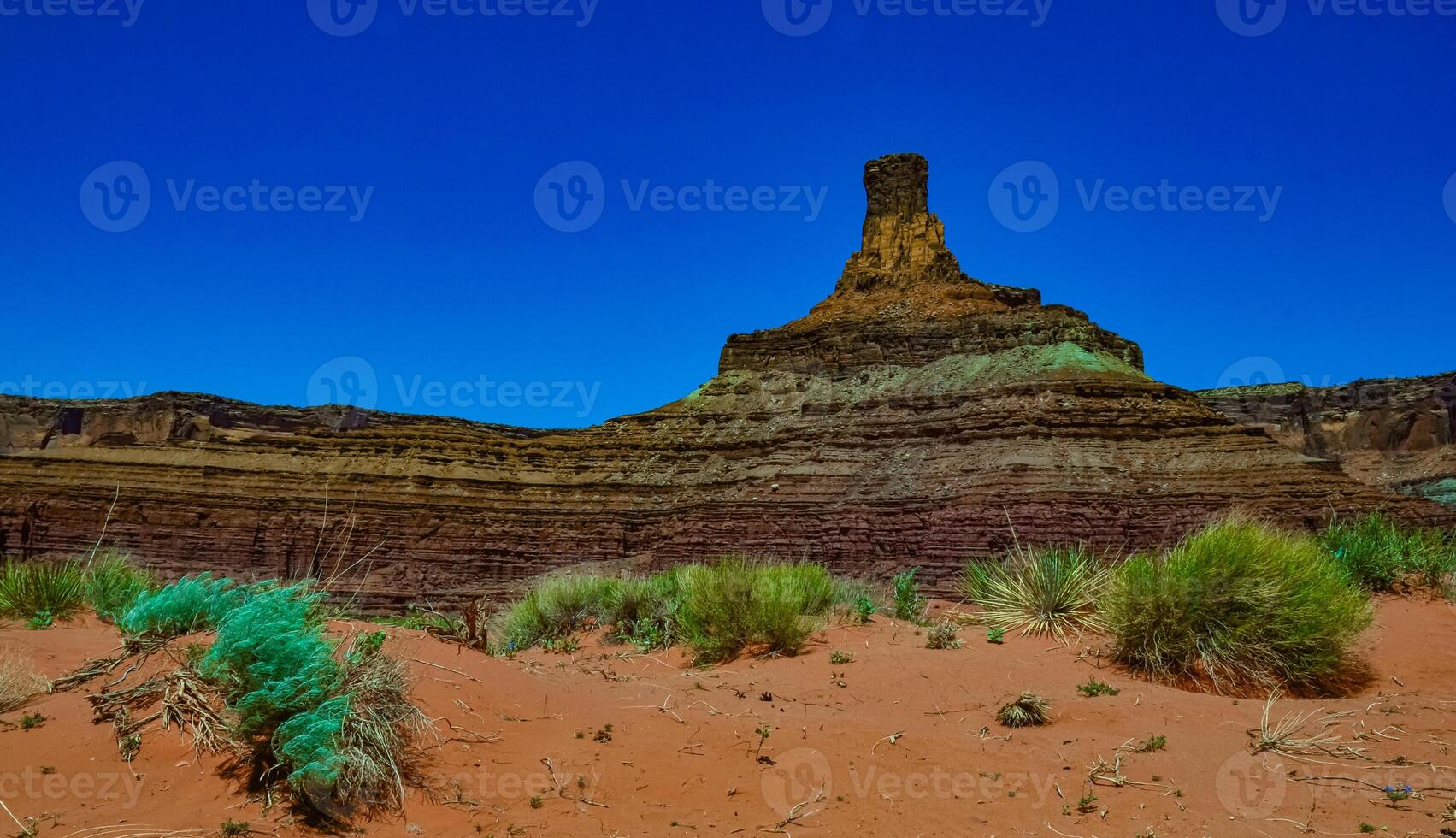 Layered geological formations of red rocks in Canyonlands National Park is in Utah near Moab. photo