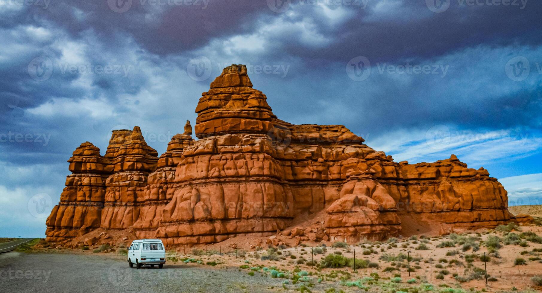 Layered geological formations of red rocks in Canyonlands National Park is in Utah near Moab. photo