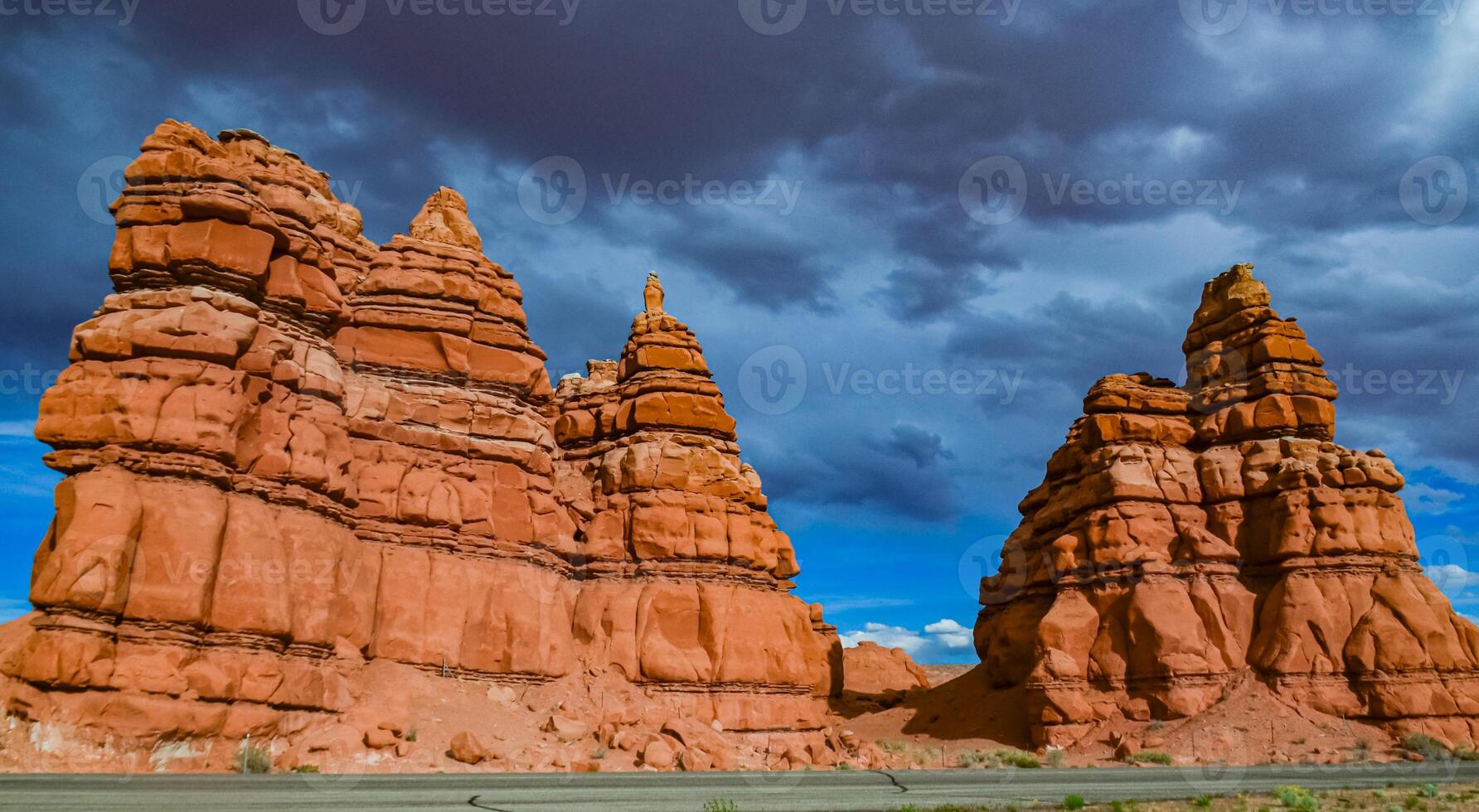 Layered geological formations of red rocks in Canyonlands National Park is in Utah near Moab. photo