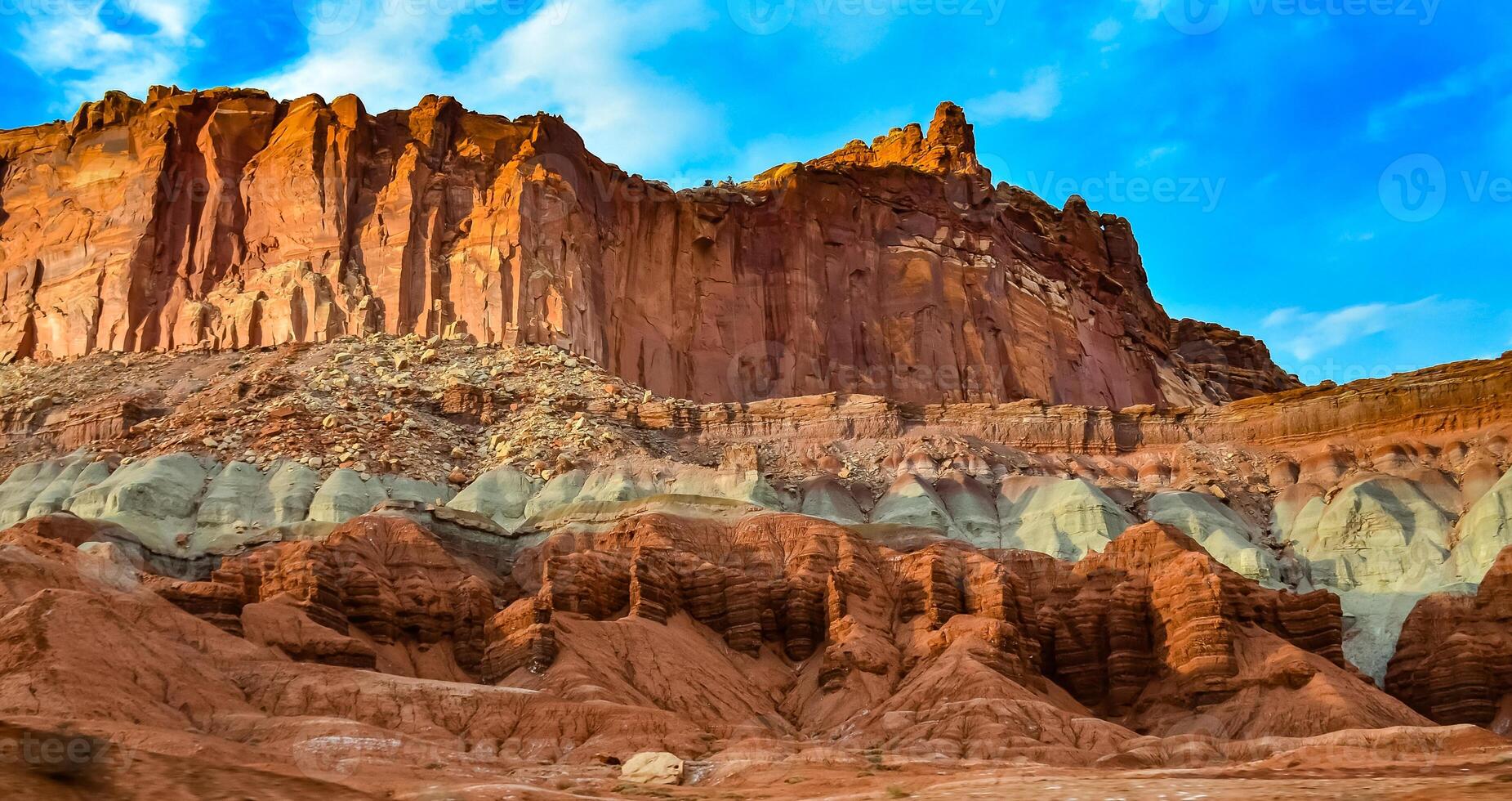 Layered geological formations of red rocks in Canyonlands National Park is in Utah near Moab. photo