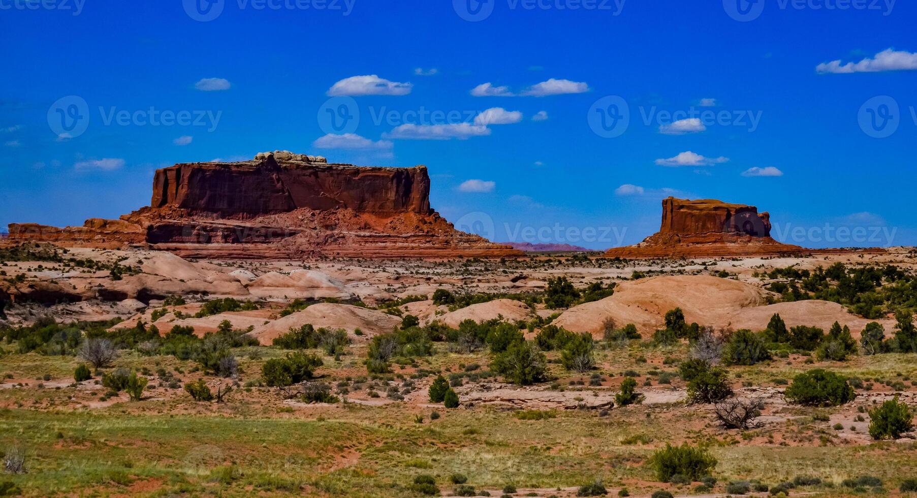 Layered geological formations of red rocks in Canyonlands National Park is in Utah near Moab. photo