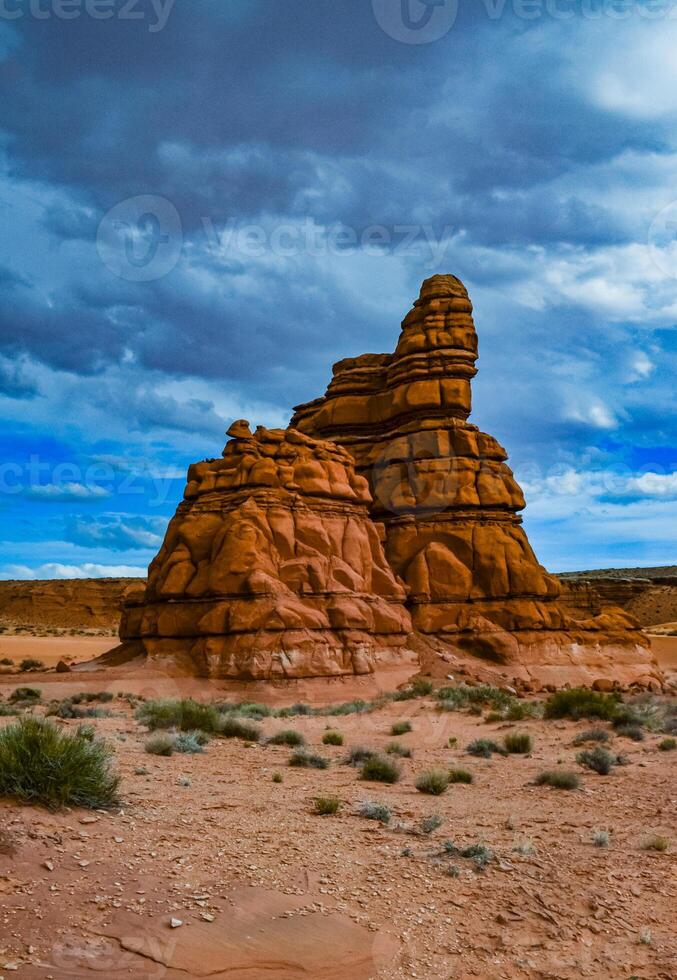 Layered geological formations of red rocks in Canyonlands National Park is in Utah near Moab. photo
