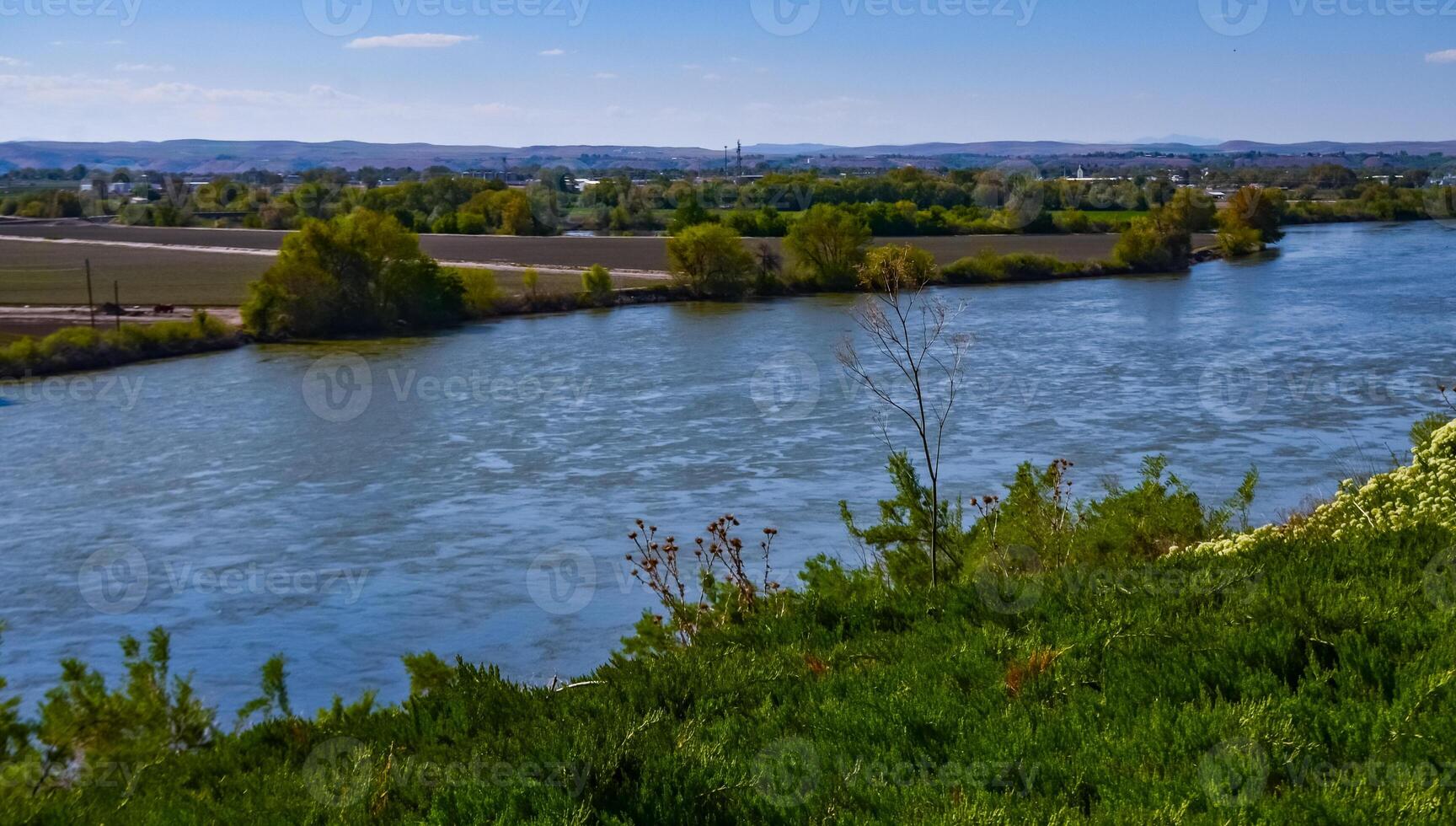 A plain river with clear water in Oregon, US photo