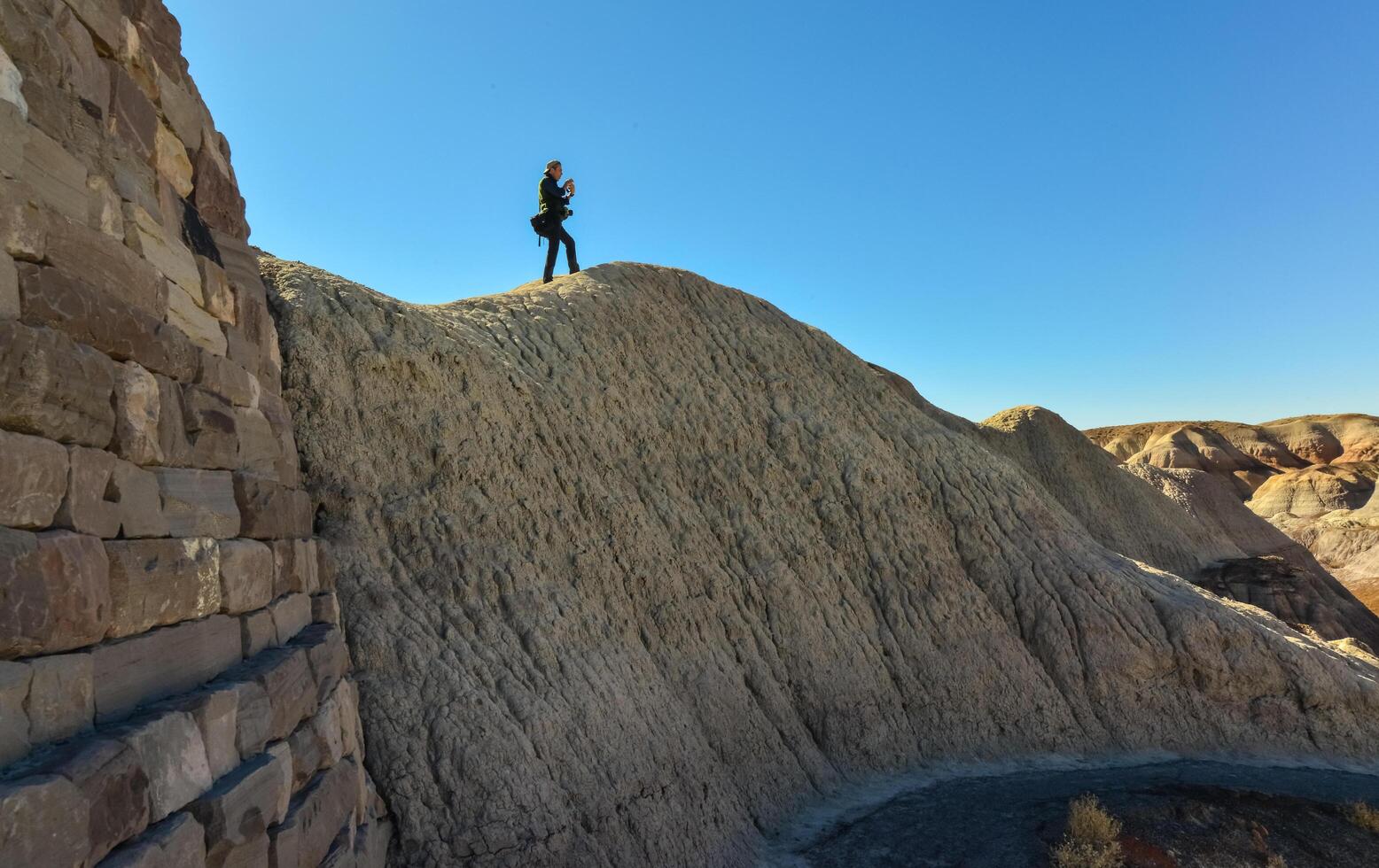 The Painted Desert on a sunny day. Diverse sedimentary rocks and clay washed out by water. Petrified Forest National Park, USA, Arizona photo