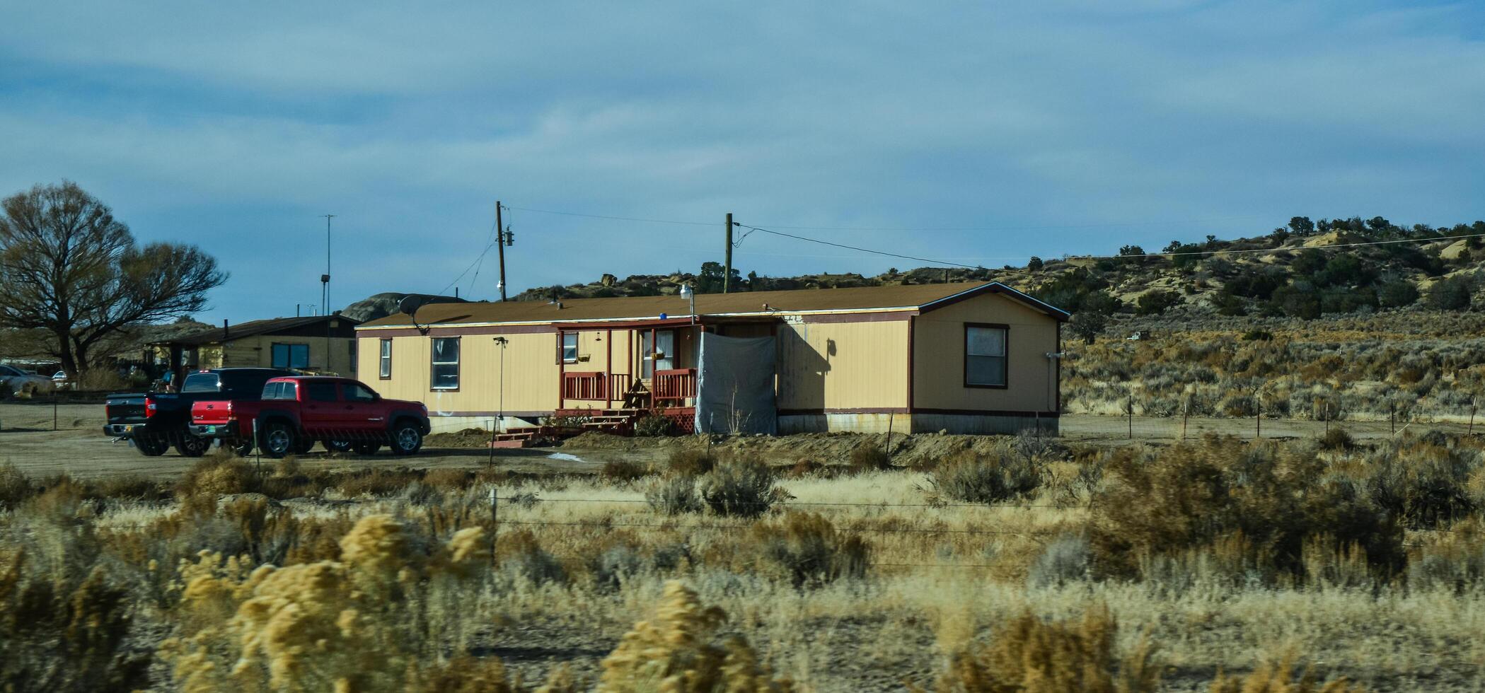 NEW MEXICO, USA - NOVEMBER 19, 2019 Typical Native American Reservation Homes in New Mexico, USA photo