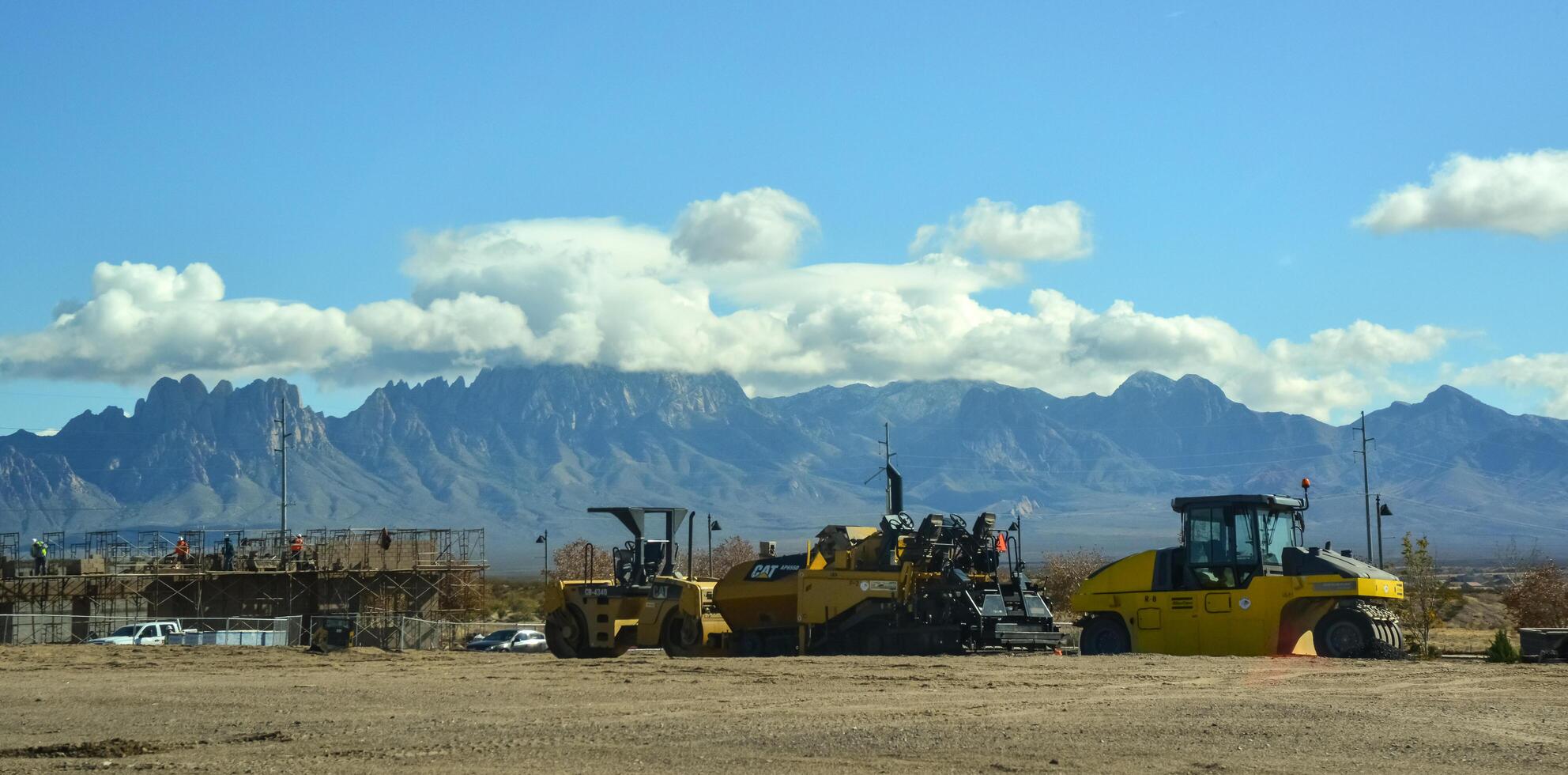 USA, NEW MEXICO - NOVEMBER 23, 2019 road machinery near the road, road repair, New Mexico, USA photo