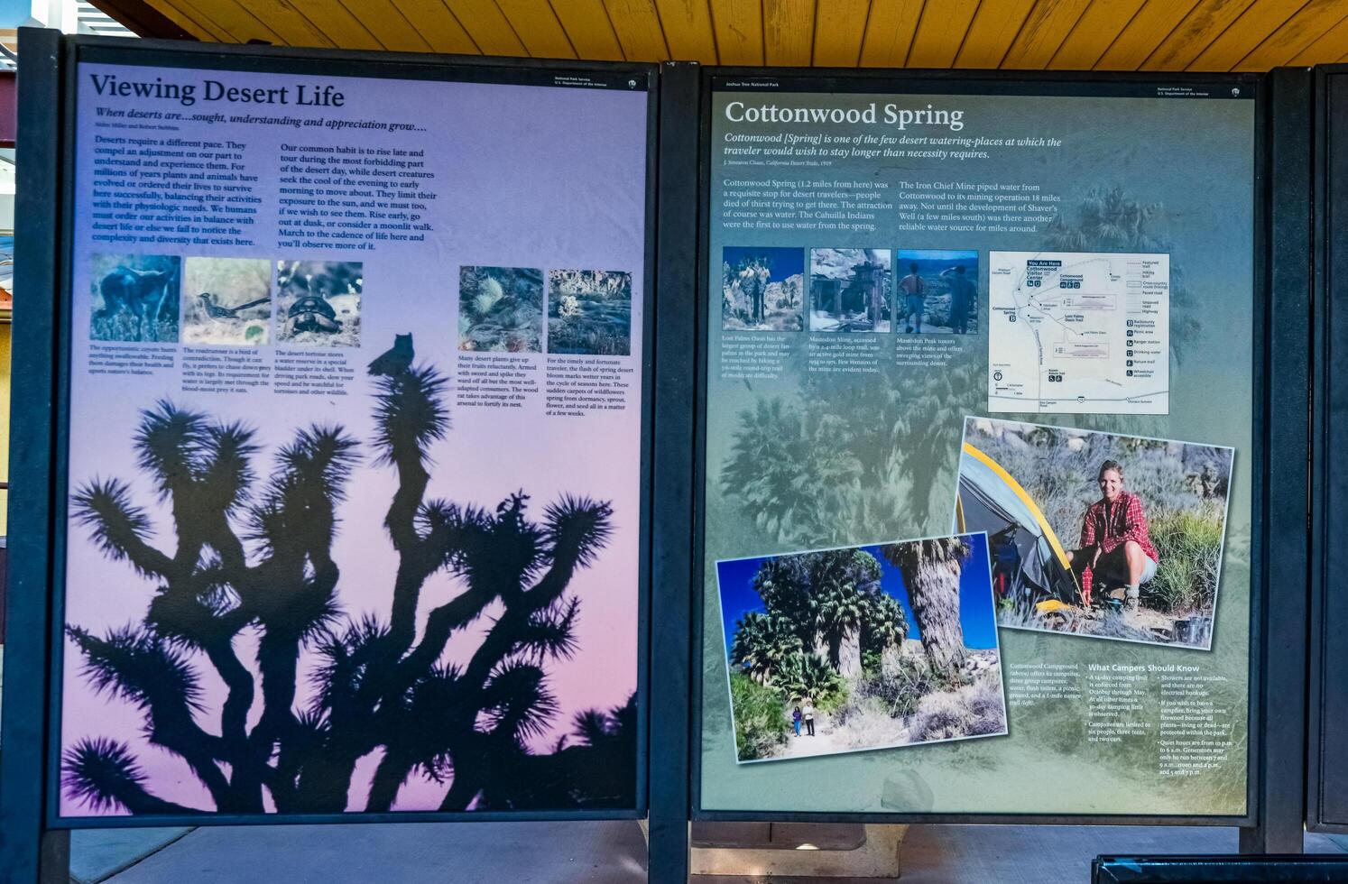 CALIFORNIA, USA - NOVEMBER 26, 2019 informational posters Cottonwood Spring in the visitor center, Arizona photo
