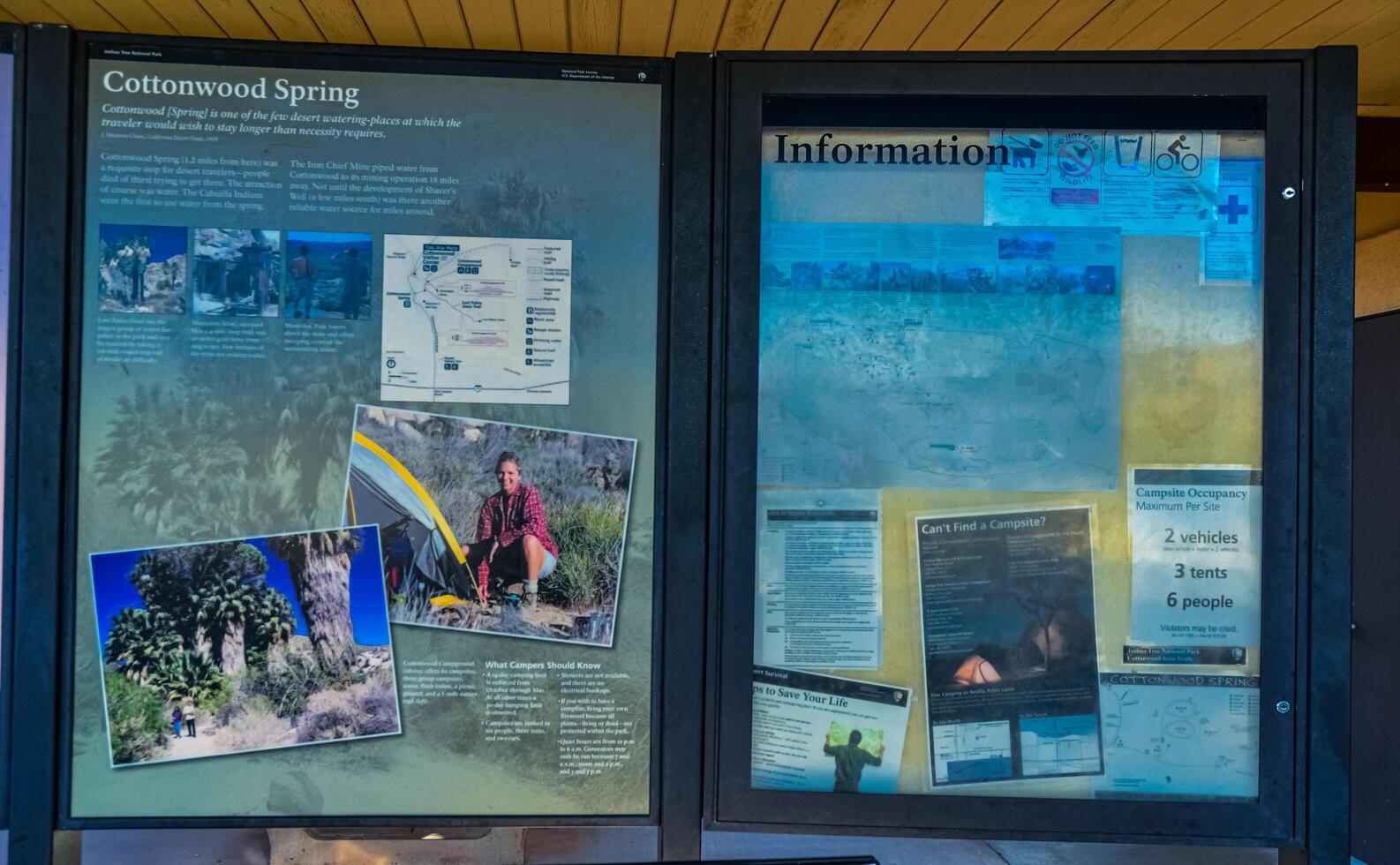 CALIFORNIA, USA - NOVEMBER 26, 2019 informational posters Cottonwood Spring in the visitor center, Arizona photo