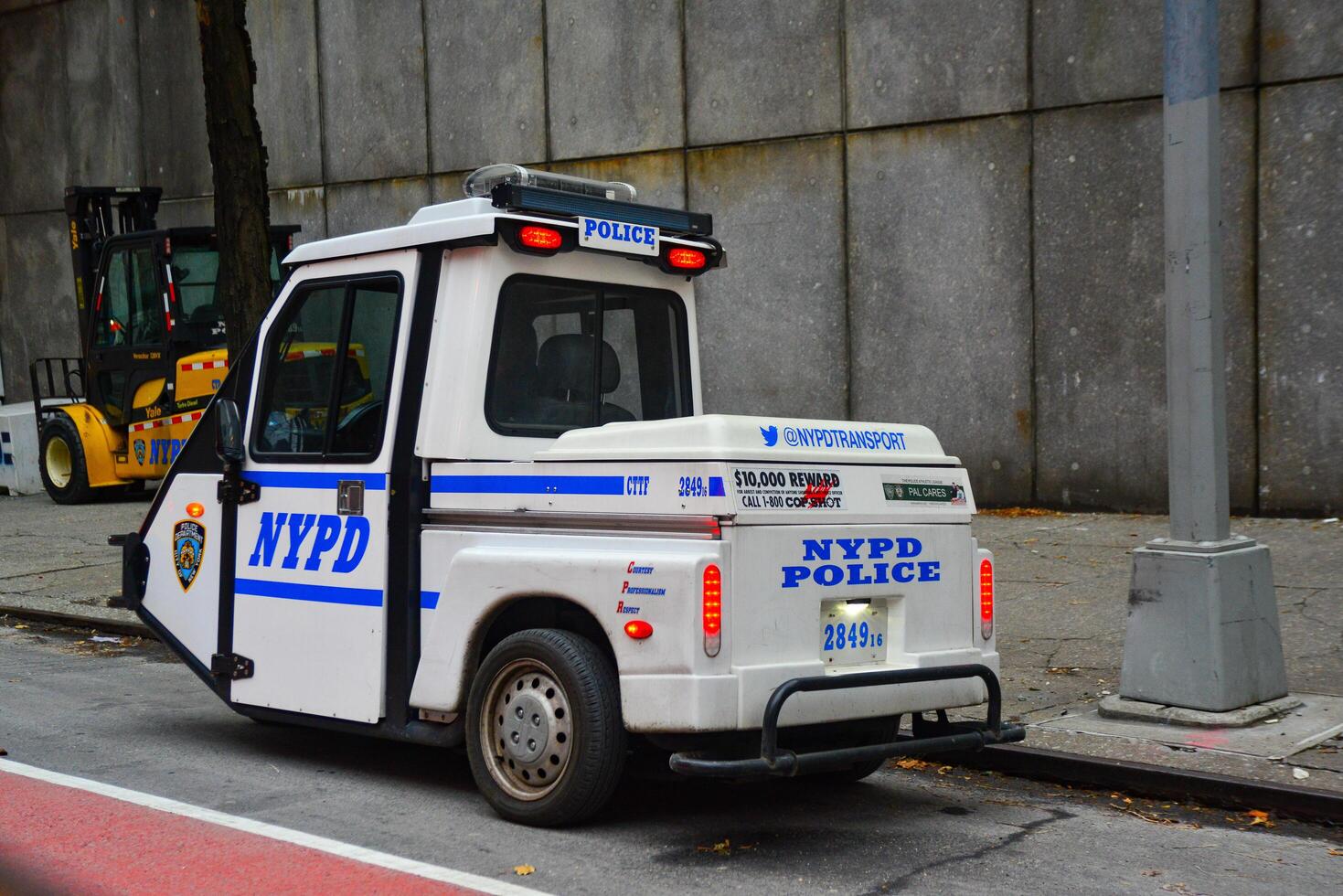 three-wheeled special vehicle of the New York police on a city street photo
