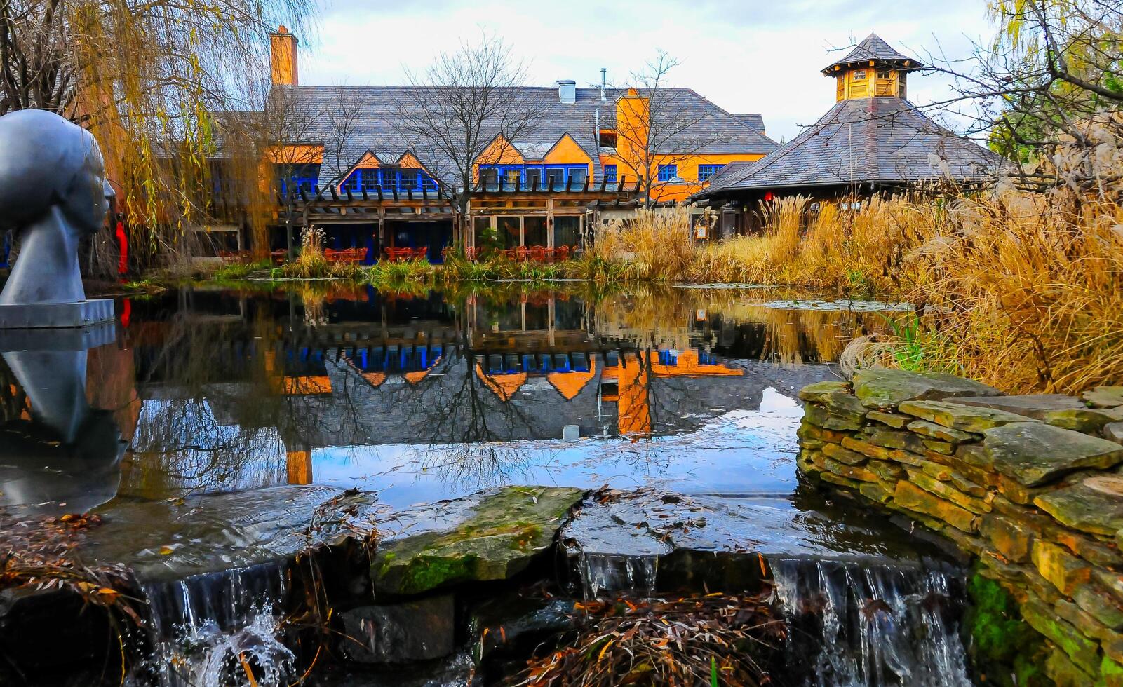 NEW JERSEY, USA - DECEMBER 09, 2011 waterfall in the park, Grounds for Sculpture, Hamilton, NJ photo