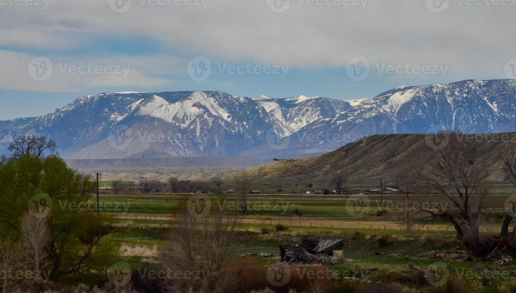 Mountain landscape, snow in the mountains in spring in Montana photo