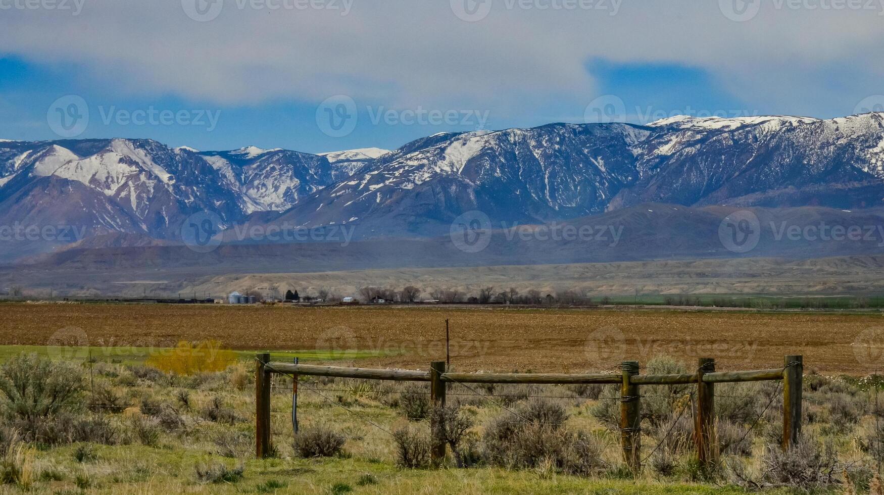 Mountain landscape, snow in the mountains in spring in Montana photo