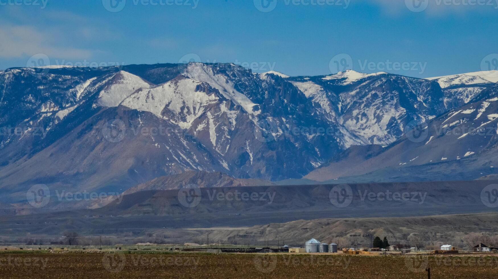 Mountain landscape, snow in the mountains in spring in Montana photo