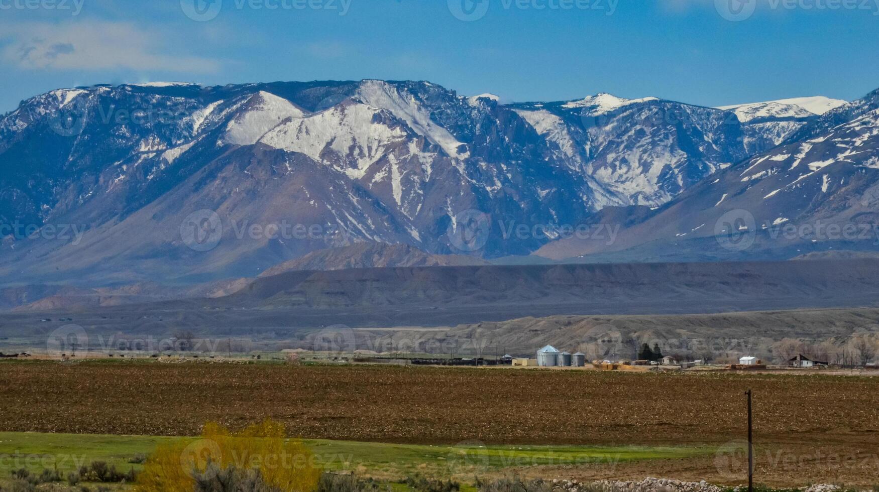 Mountain landscape, snow in the mountains in spring in Montana photo