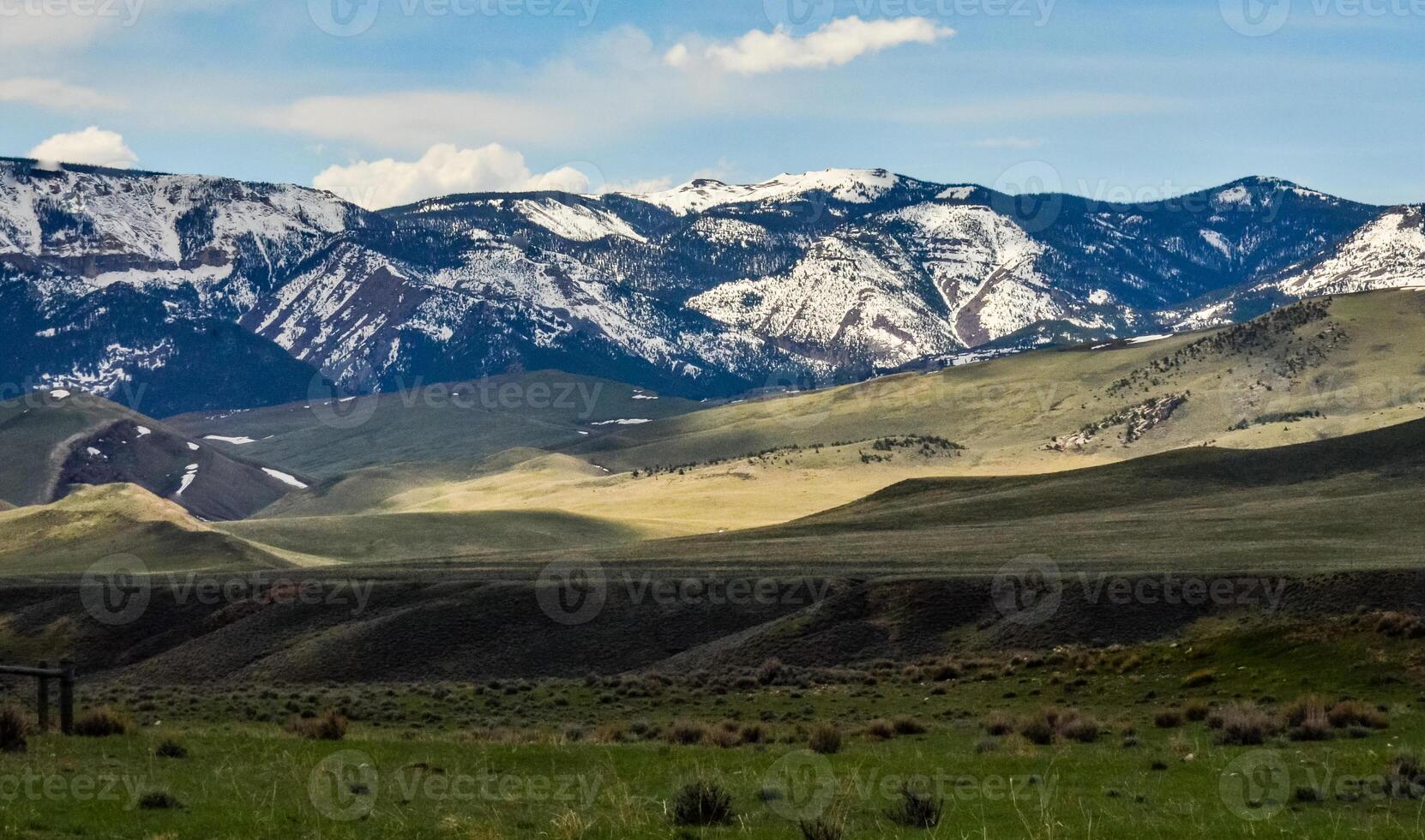 Mountain landscape, snow in the mountains in spring in Montana photo