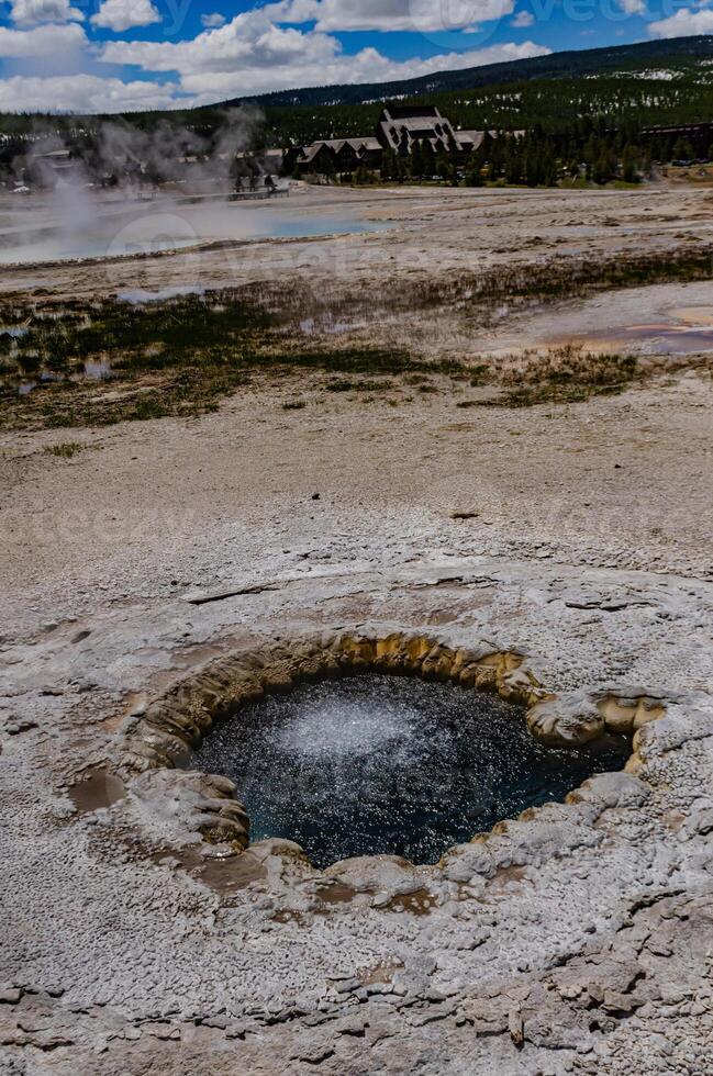 Boiling water bubbler Geyser. Active geyser with major eruptions. Yellowstone NP, Wyoming, US photo
