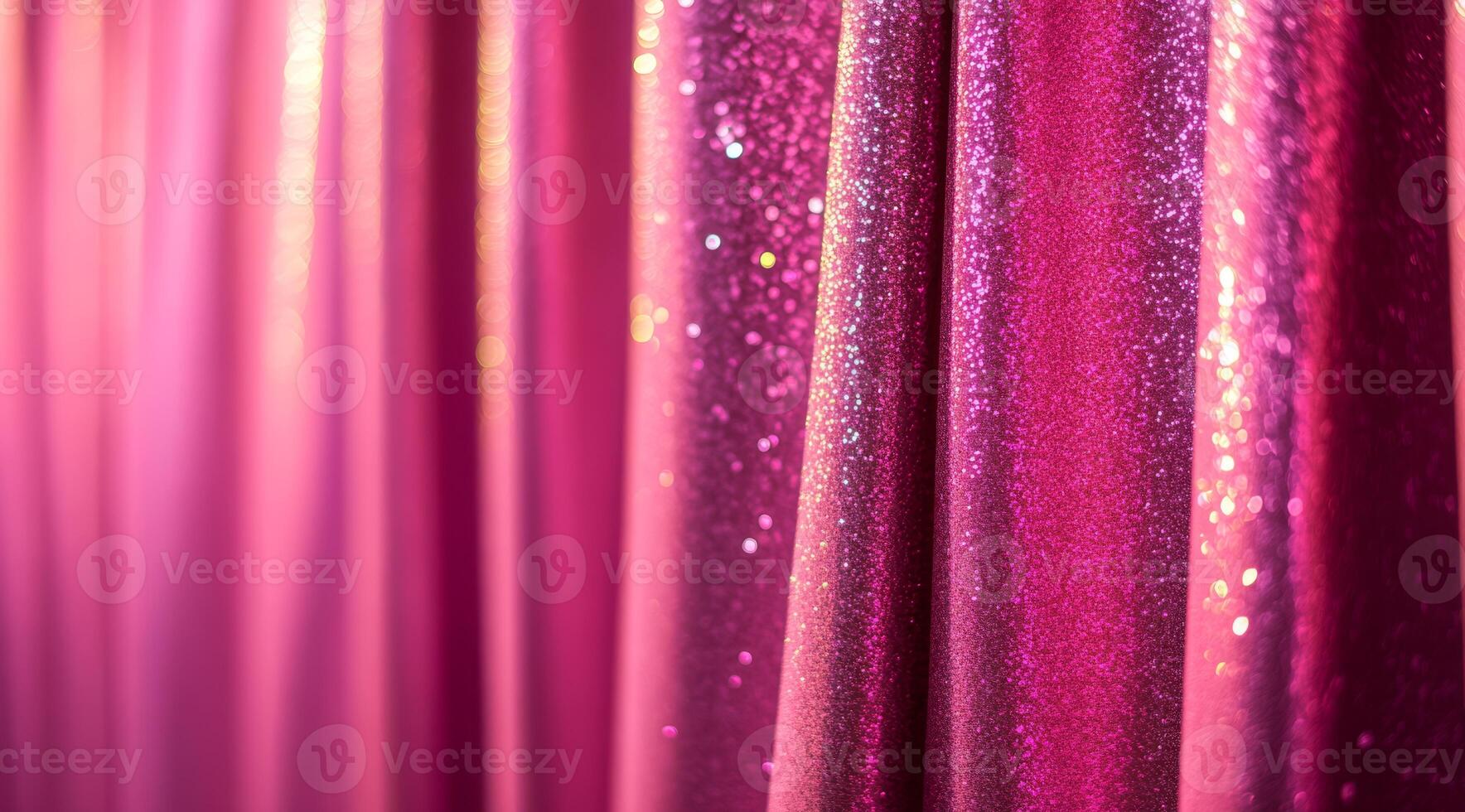 Beautiful and elegant pink fabric curtains, adorned with glistening sparkles, perfect for stylish event settings photo
