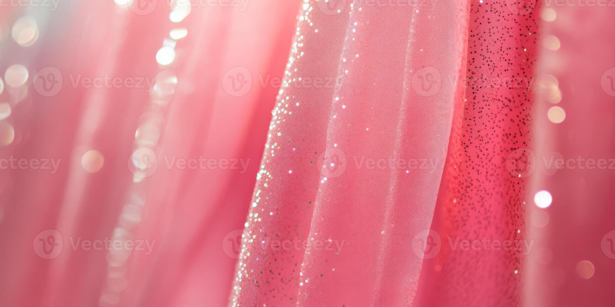 Elegant and soft pink drapery, beautifully adorned with sparkling details, is perfect for various events and decor photo