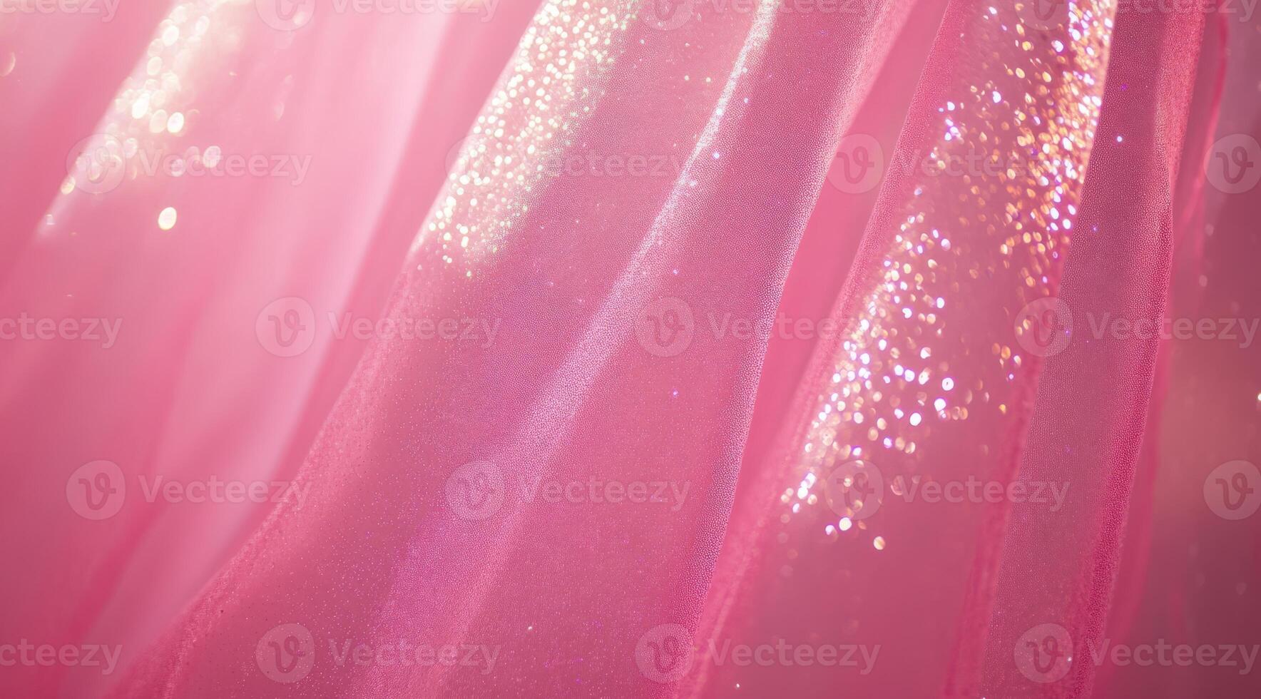 A vibrant closeup shot of shimmering pink tulle fabric that is perfect for various fashion and design themes photo