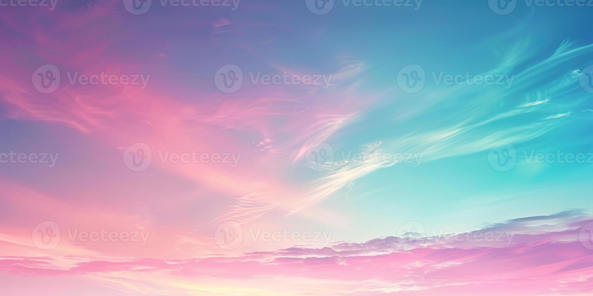 Beautiful sky with pink and blue gradient hues and wispy clouds. Perfect for backgrounds and design. photo