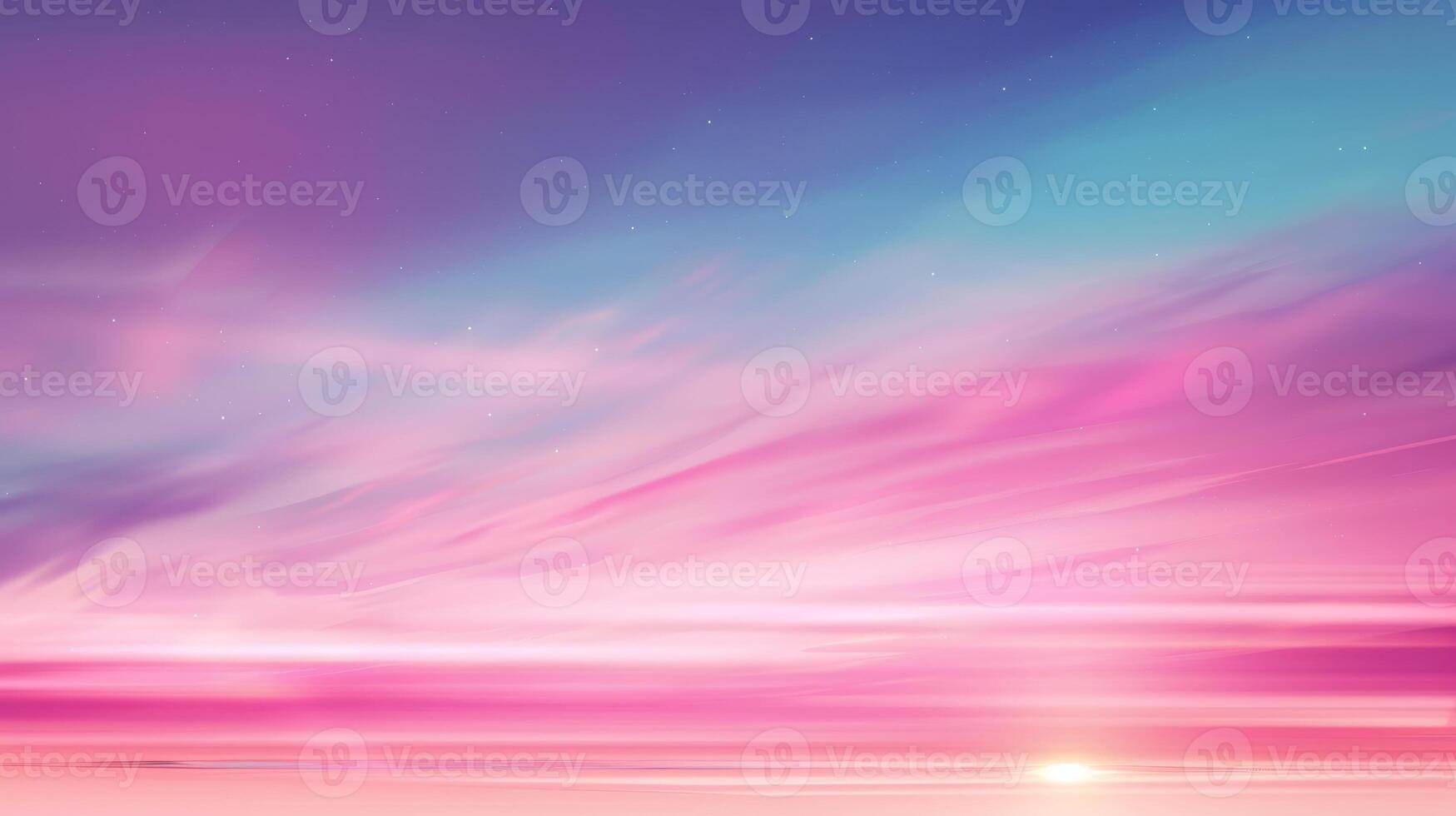 Dreamy sunset with pink and blue hues blending seamlessly across the sky, perfect for serene and vibrant backgrounds. photo