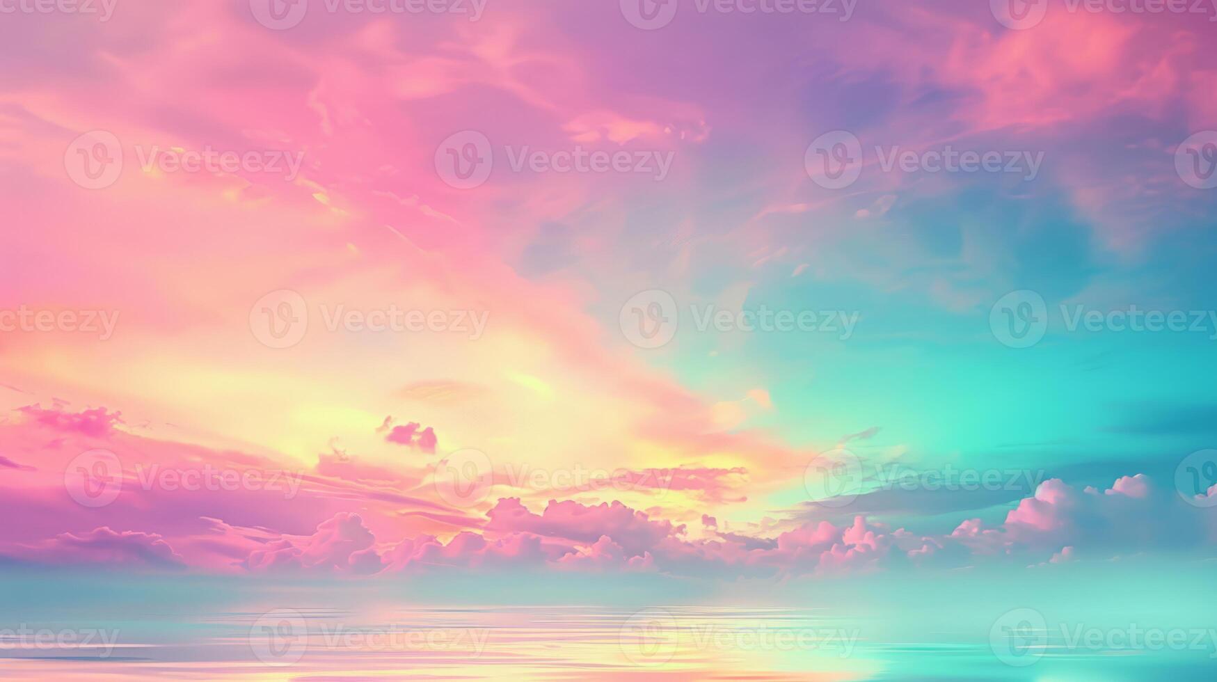 A mesmerizing pastel-colored sunset sky reflecting over a serene and tranquil ocean. Calm and peaceful. photo
