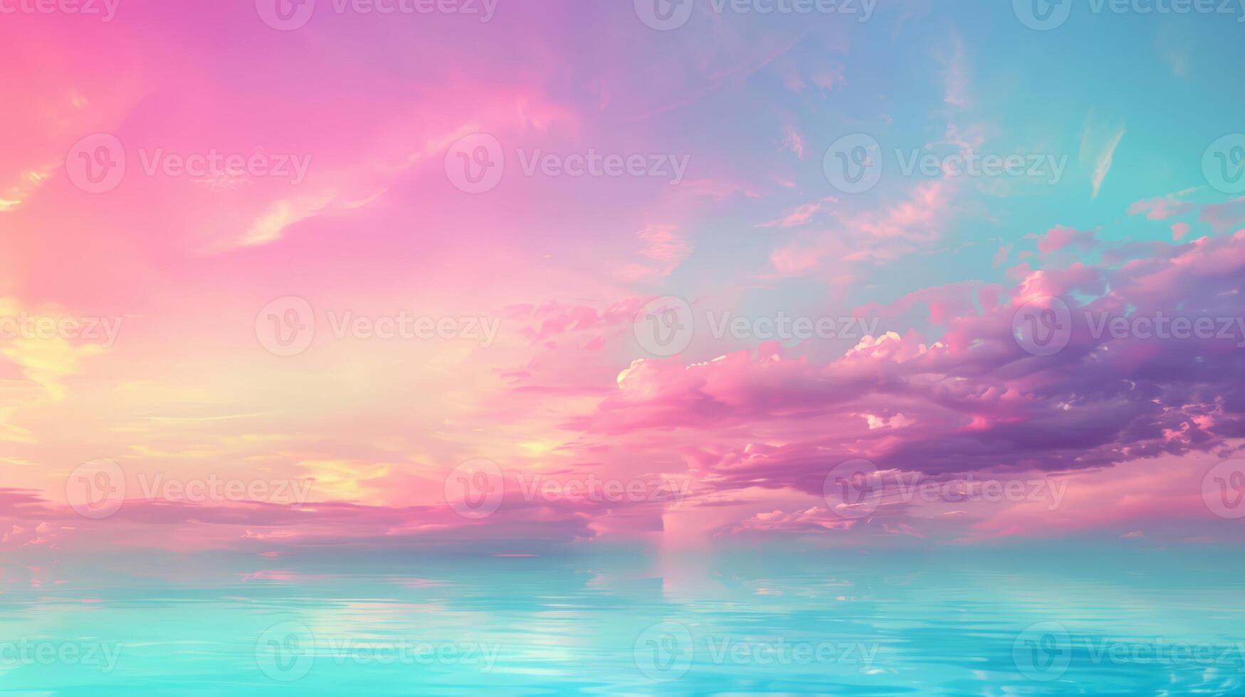 A mesmerizing pastel-colored sunset sky reflecting over a serene and tranquil ocean. Calm and peaceful. photo