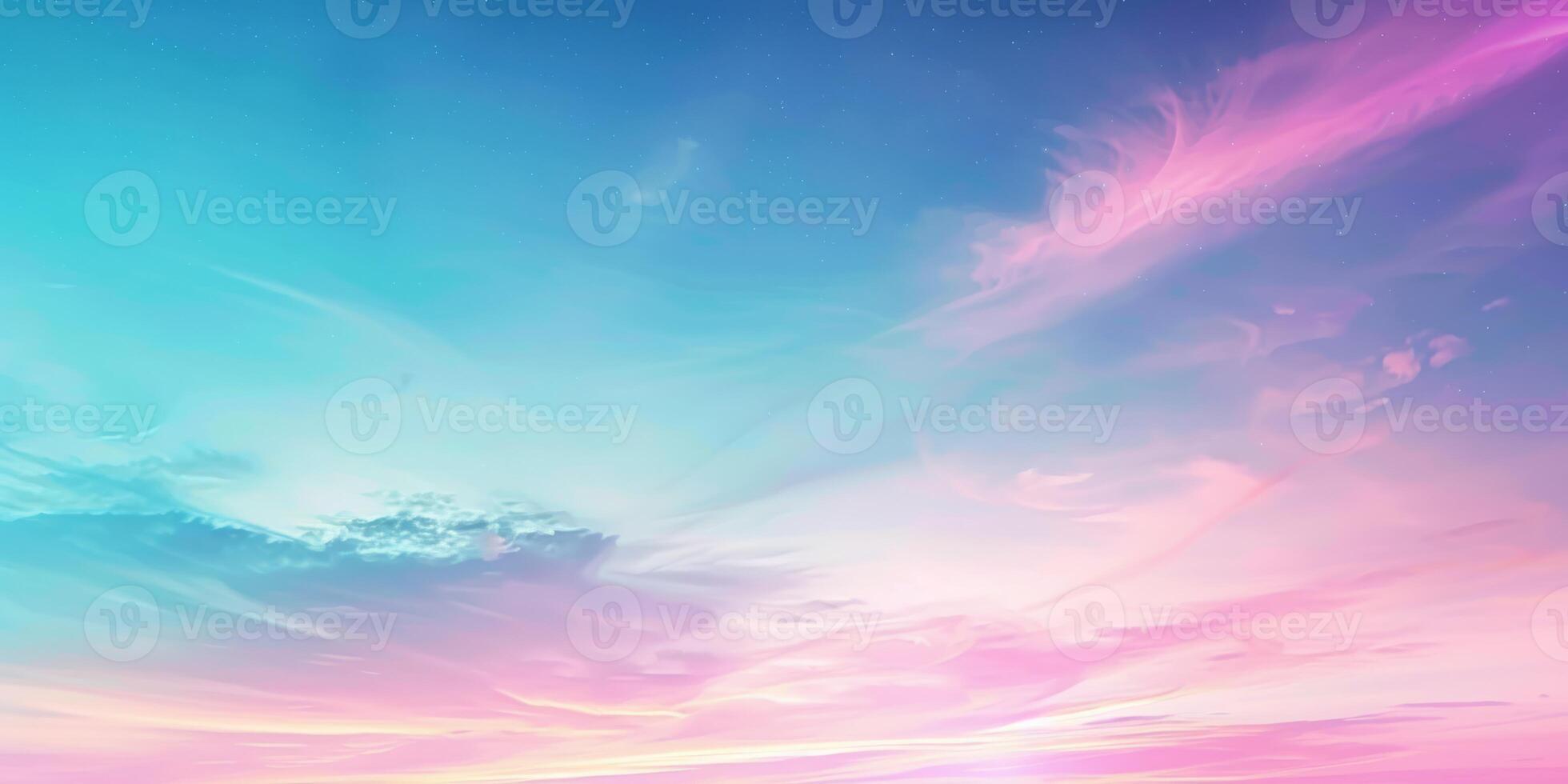 This stunning gradient sky image showcases vibrant pastel hues of blue, purple, and pink during a beautiful sunset photo