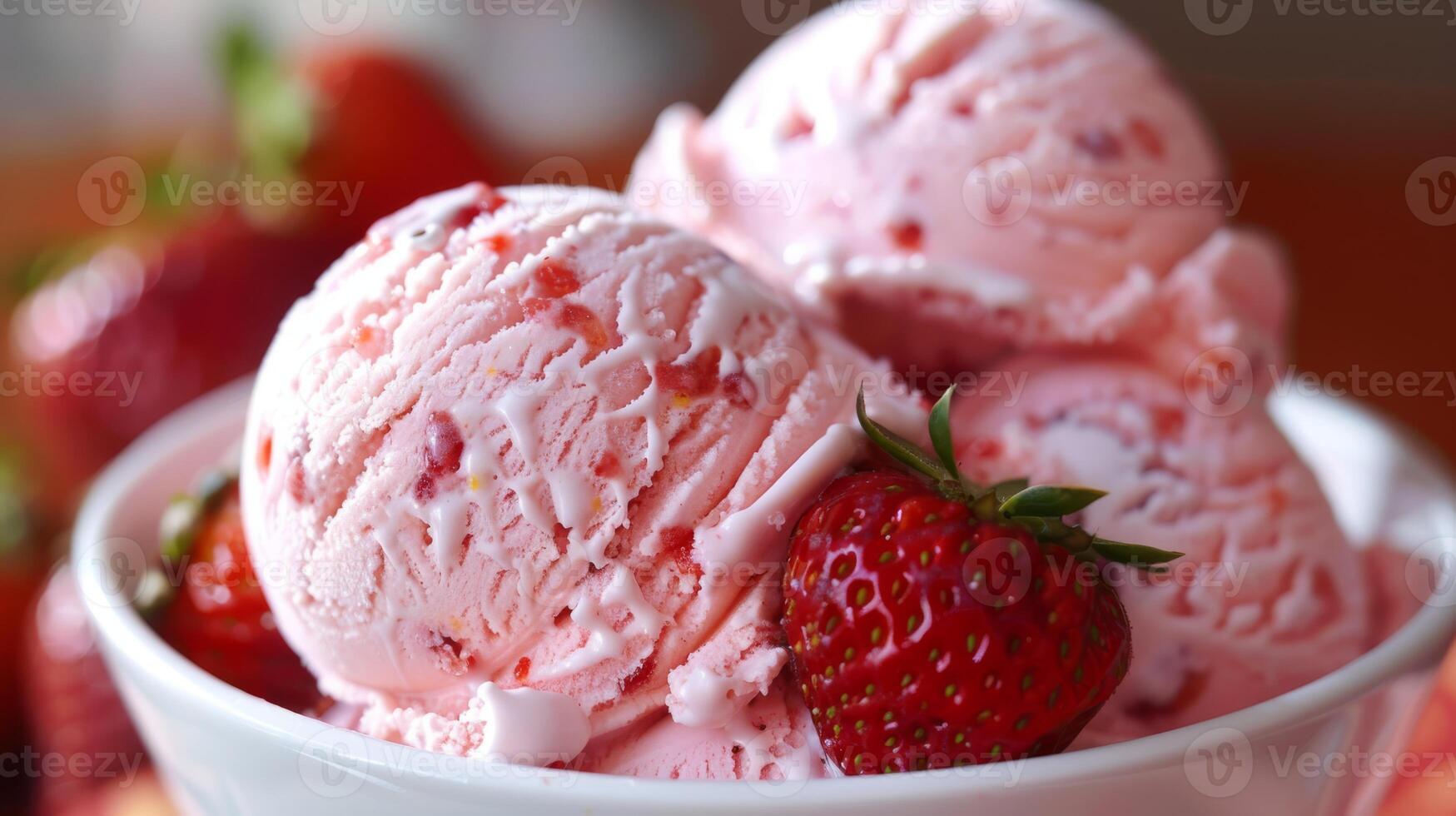 Delight in the homemade vegan strawberry ice cream crafted with organic, plantbased ingredients. Savor the guiltfree dessert in a serene setting, perfect for a refreshing summer treat photo