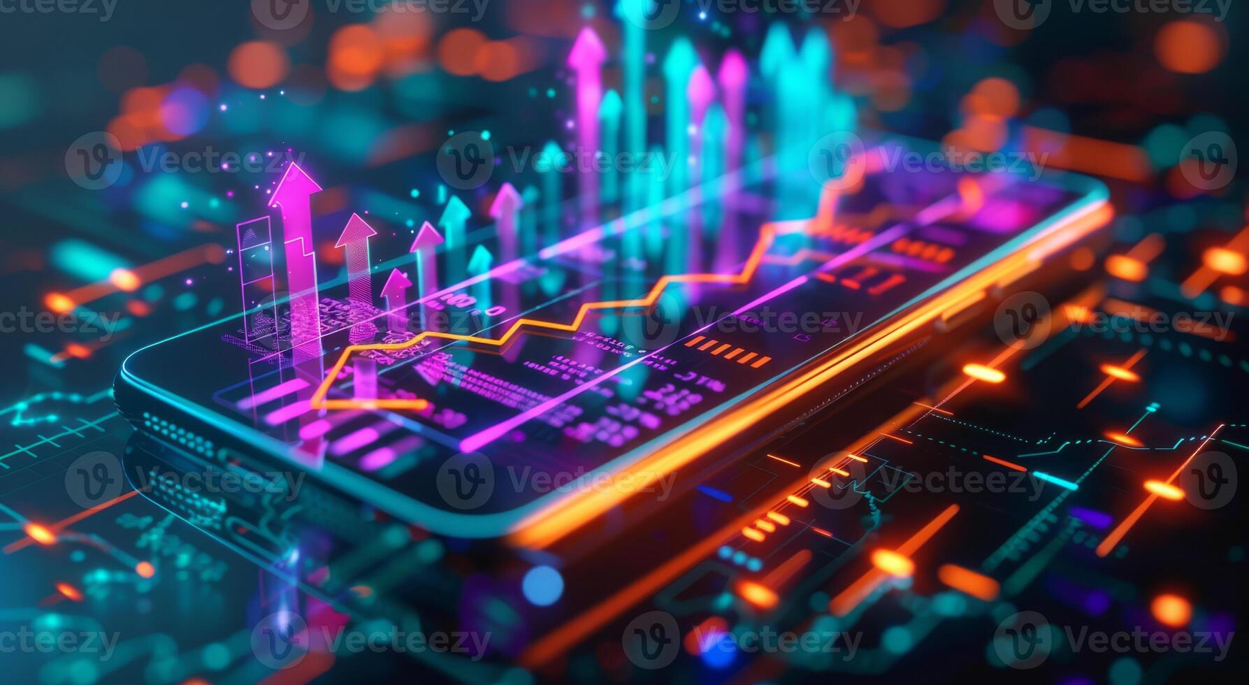 A stateoftheart mobile device featuring advanced data analytics and digital progress in a sleek futuristic design photo