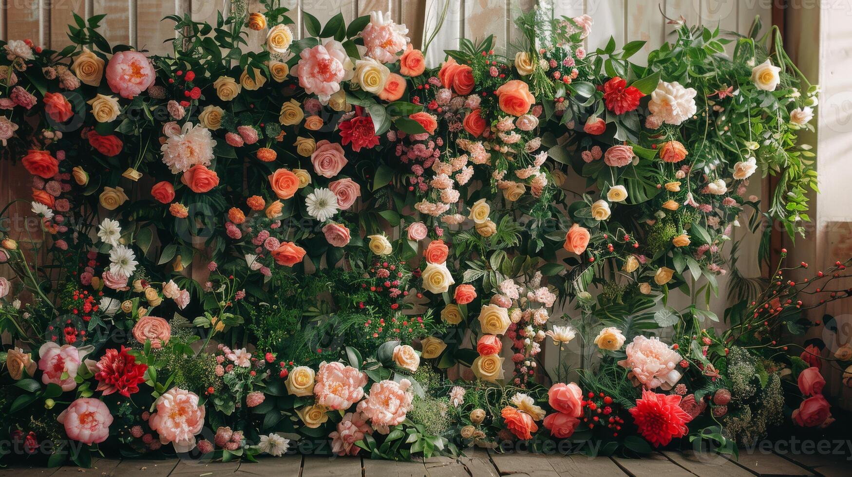 This stunning and vibrant arrangement of colorful flowers works perfectly to enhance any event space or photoshoot photo