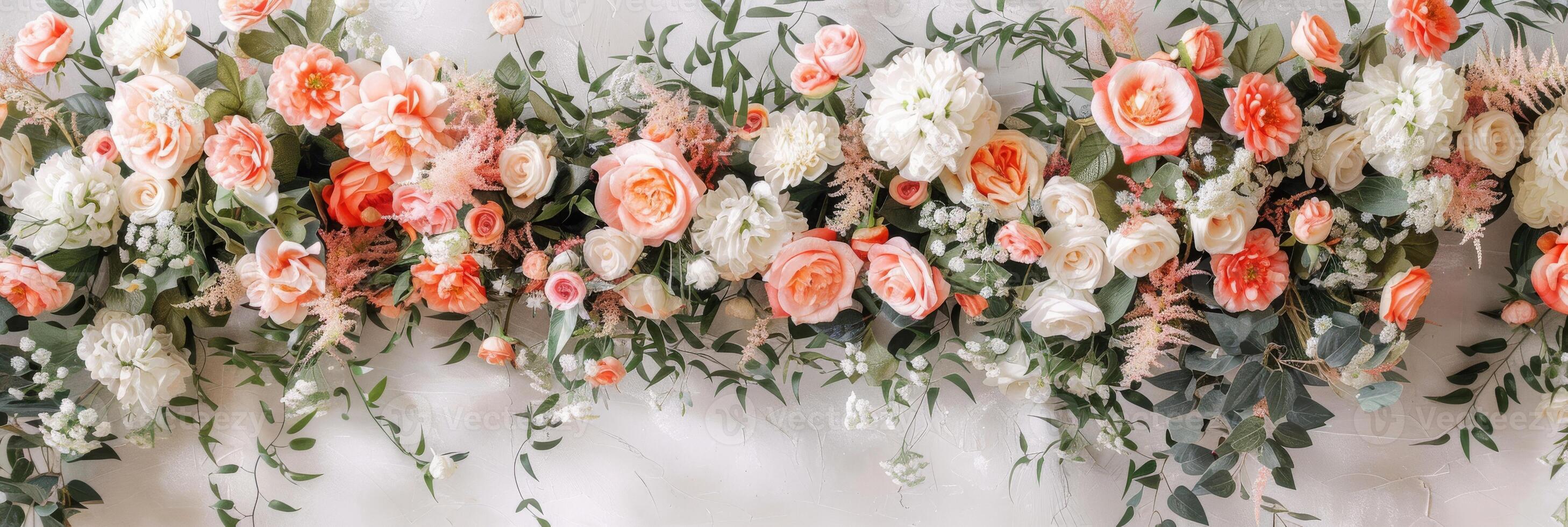 This stunning floral arrangement showcases lovely soft pink and white flowers, ideal for all kinds of decorations photo