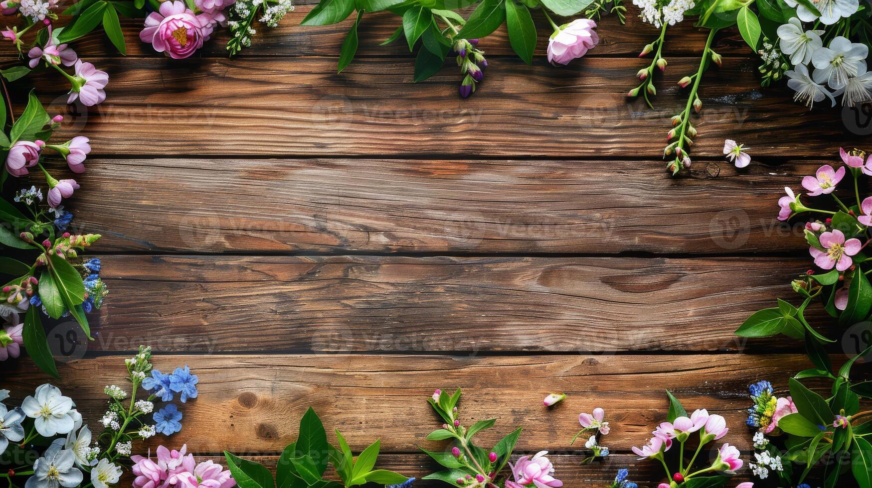 This is a breathtaking floral arrangement that beautifully encircles a rustic wooden surface, making it an ideal choice for adding a delightful and natural touch to any design or decor setting photo