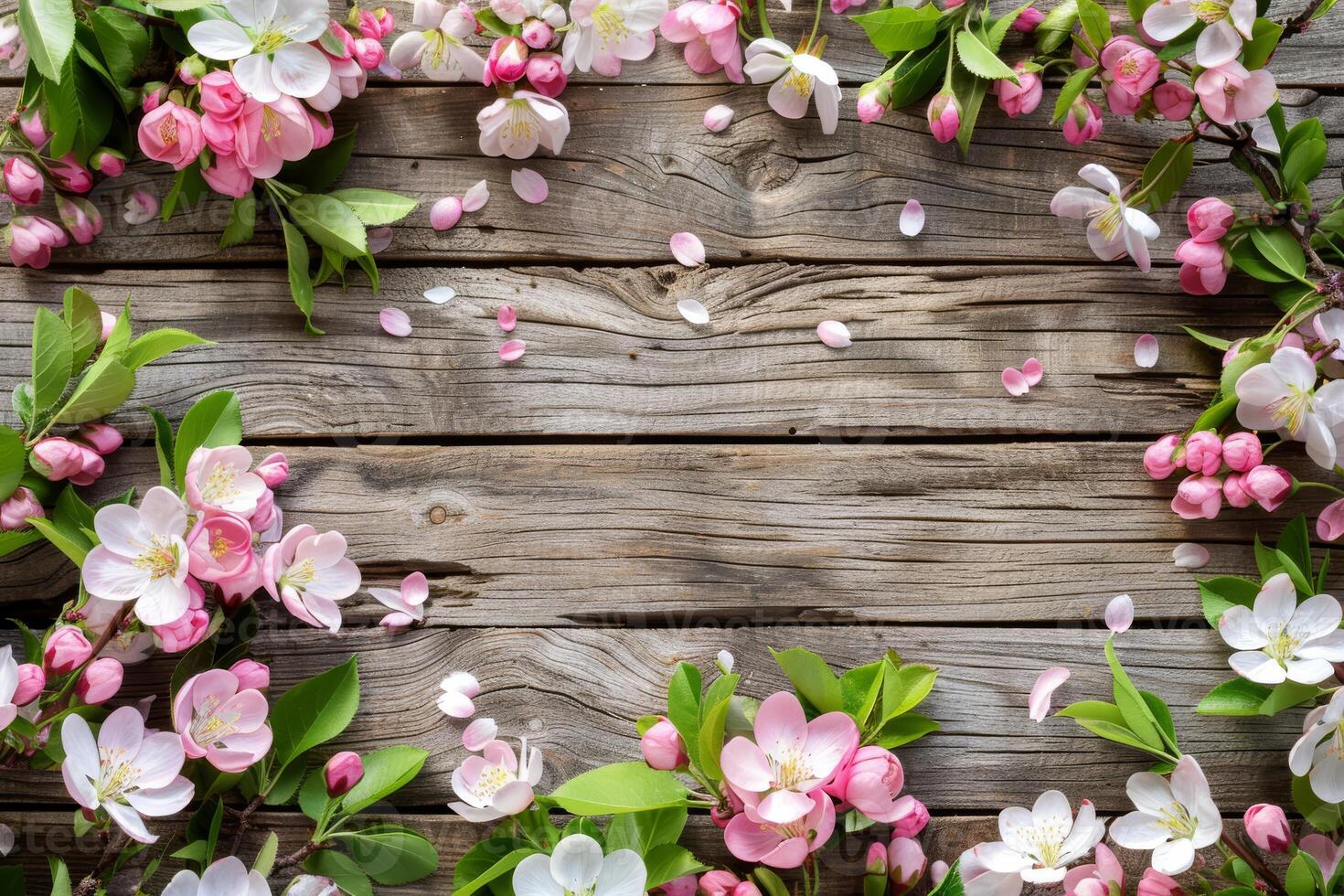 This charming floral arrangement features pink and white flowers around a rustic wooden backdrop, perfect for invitations or seasonal decor, adding natural beauty and elegance to any event photo