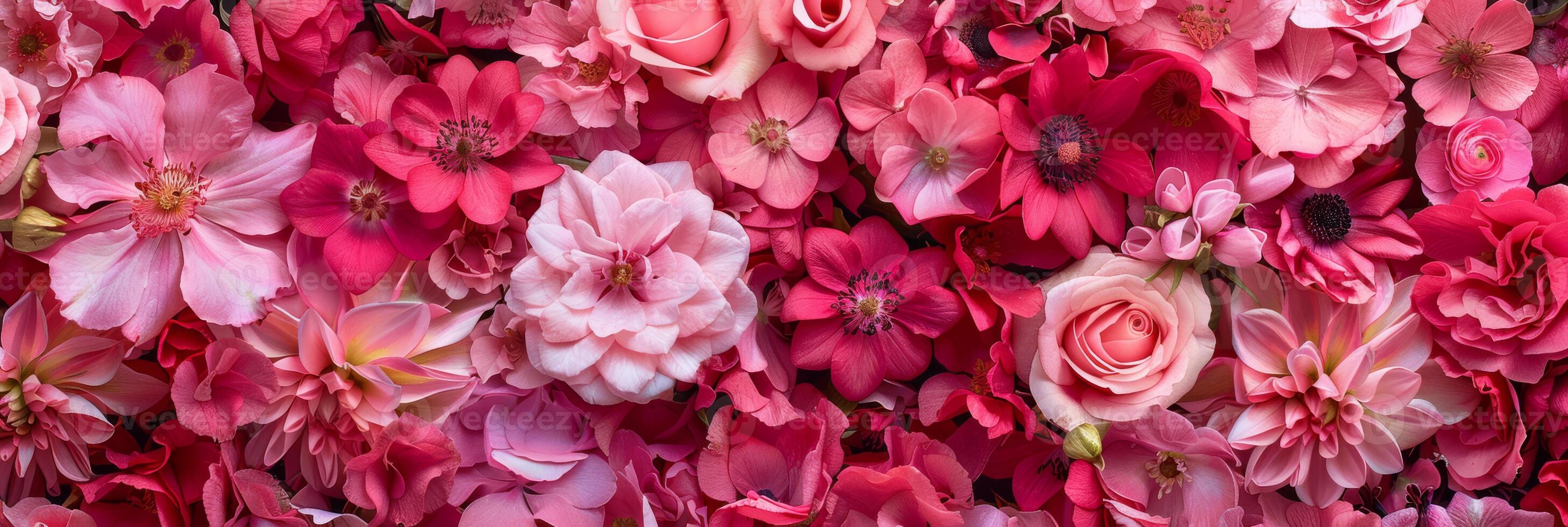 A breathtaking and stunning display of pink and red flowers, beautifully showcasing the elegance and charm of nature photo