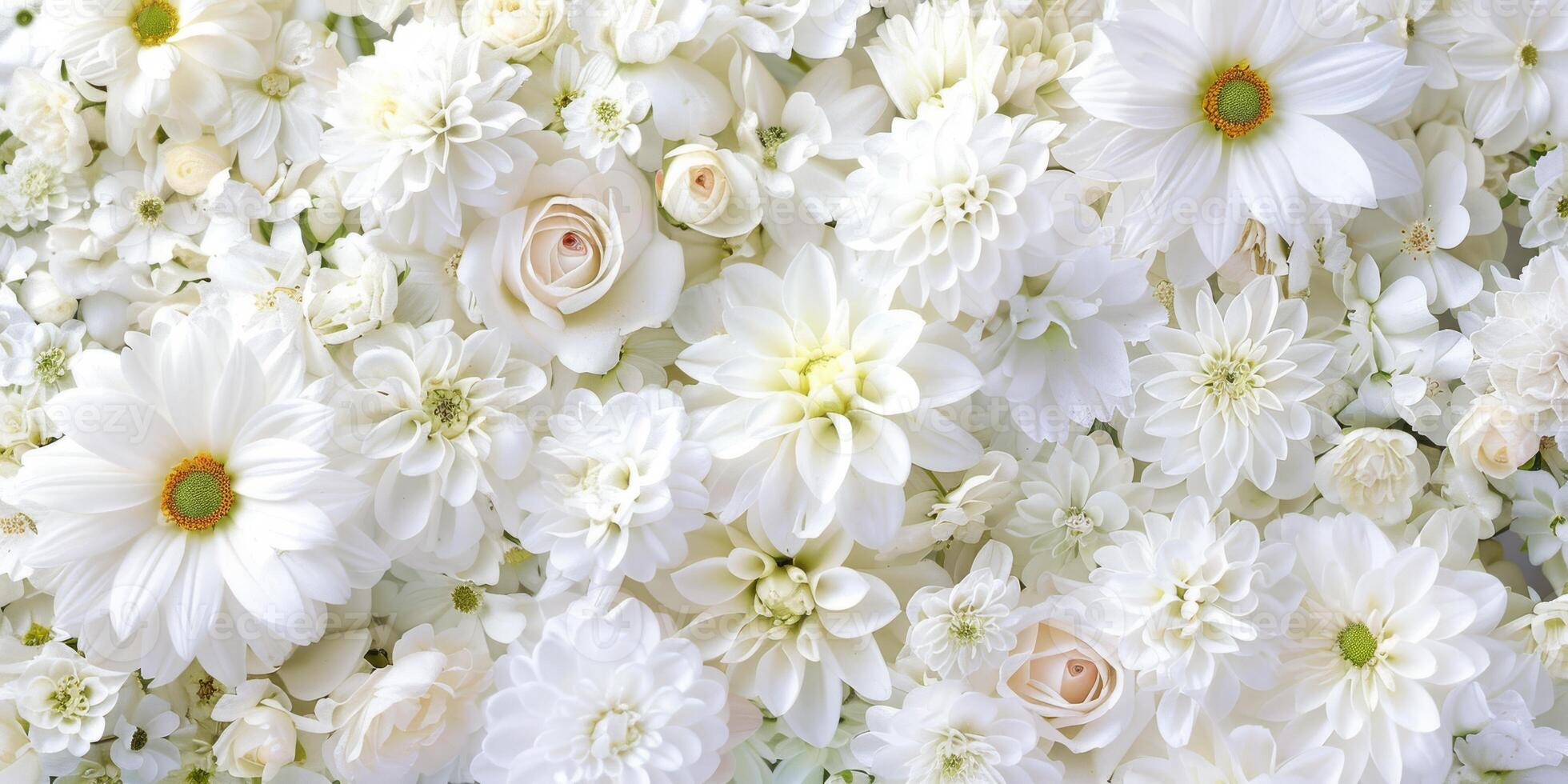 This beautiful arrangement of white flowers is perfect for weddings and elegant, sophisticated events photo