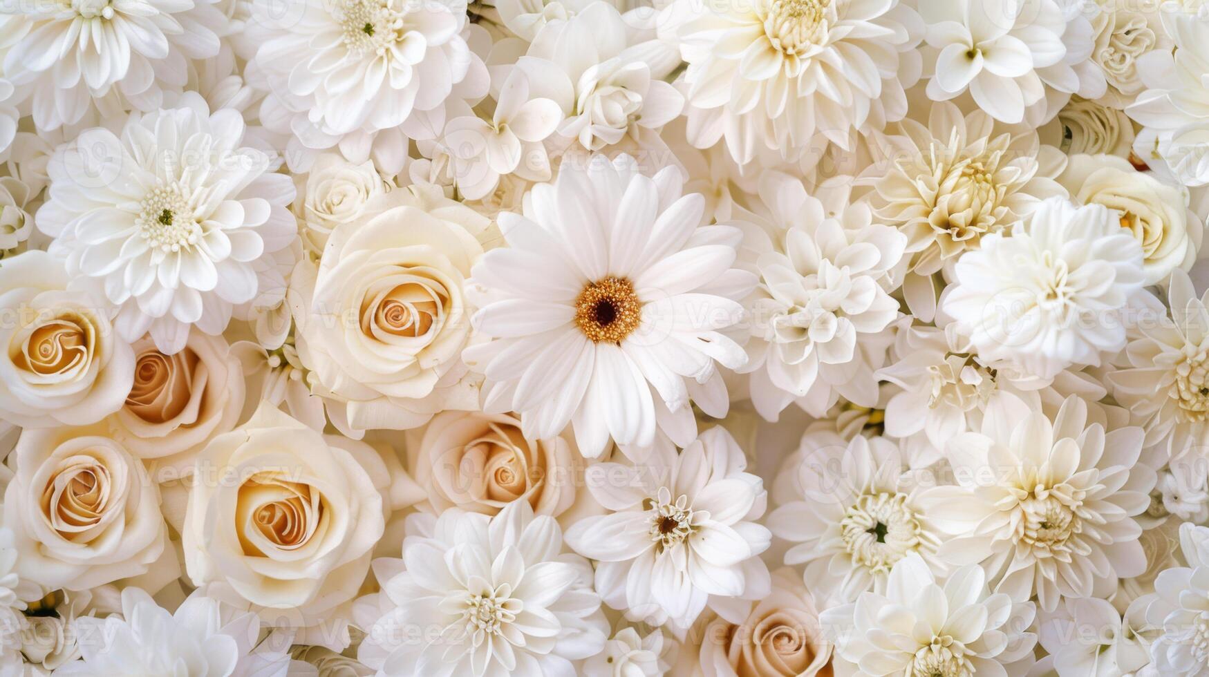 A stunning display of white flowers, perfect for weddings and events, symbolizing purity and elegance. photo