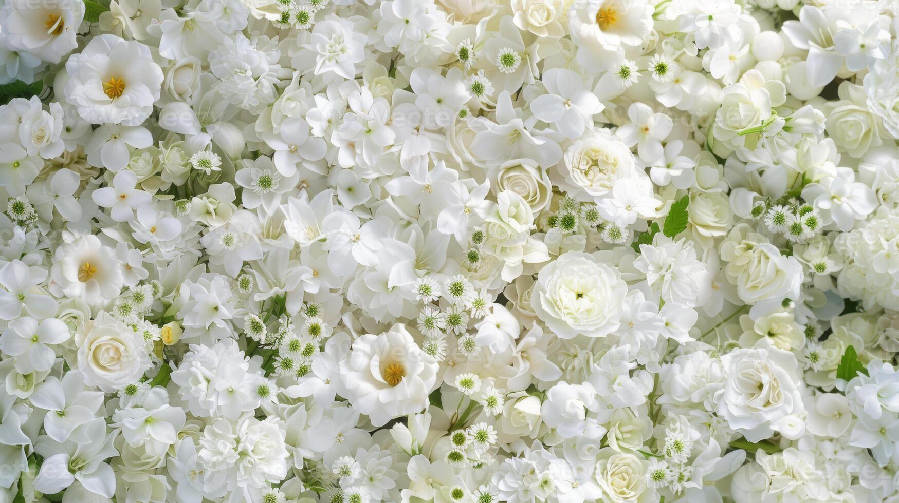 A beautiful display of vibrant white flowers, perfect for weddings, events, and enhancing any atmosphere photo