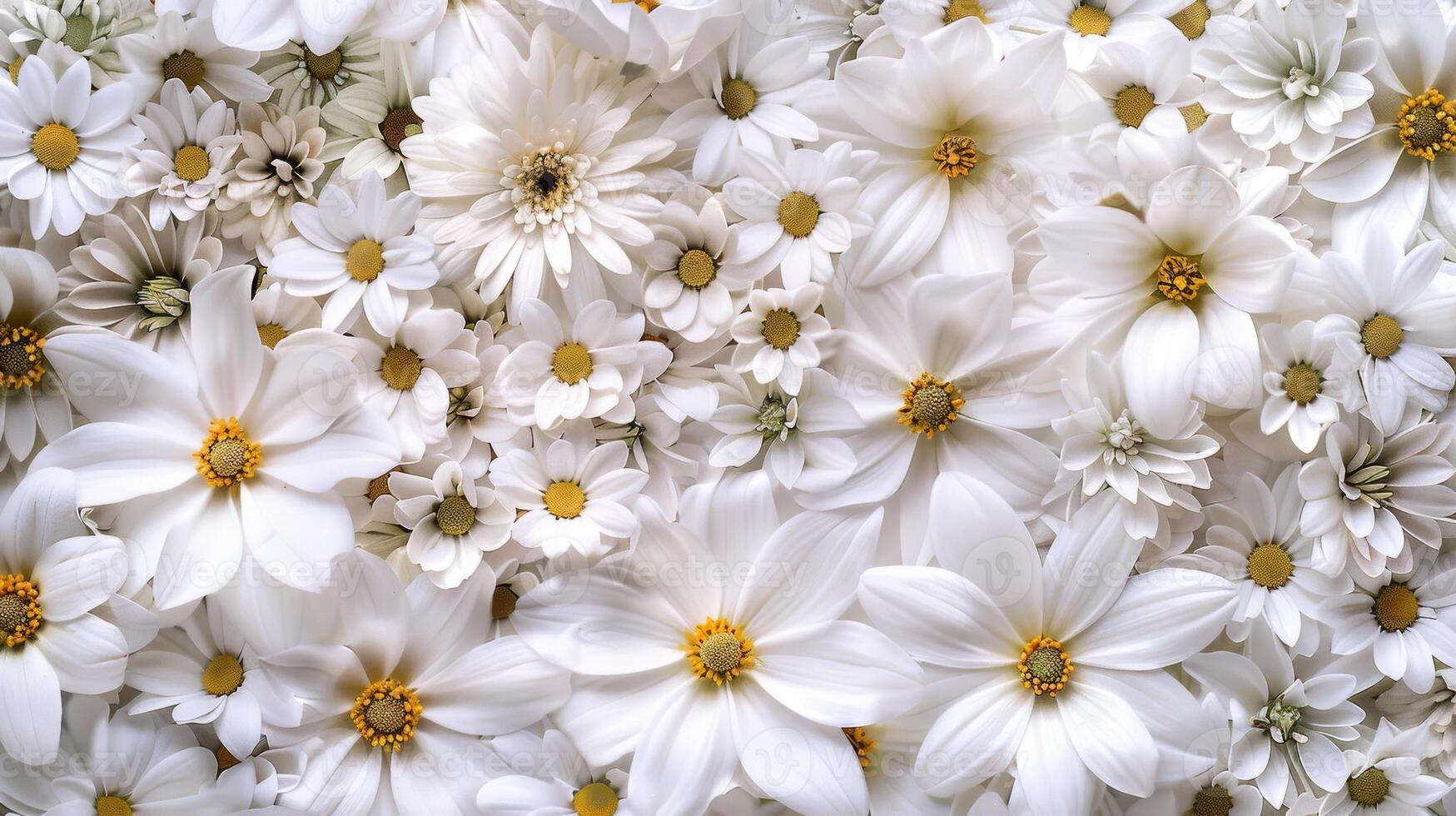 A breathtaking and stunning array of beautiful white flowers, including cheerful daisies and delicate wildflowers photo