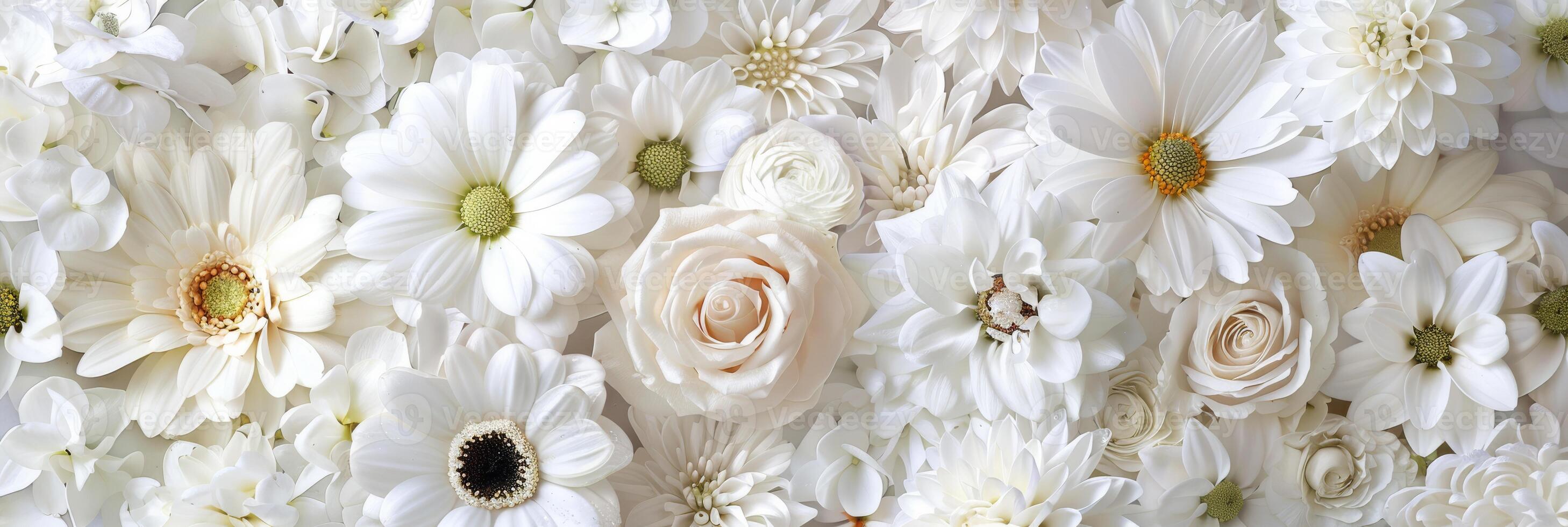 An exquisite and beautiful arrangement of delicate white flowers, ideal for use in backgrounds or design elements photo