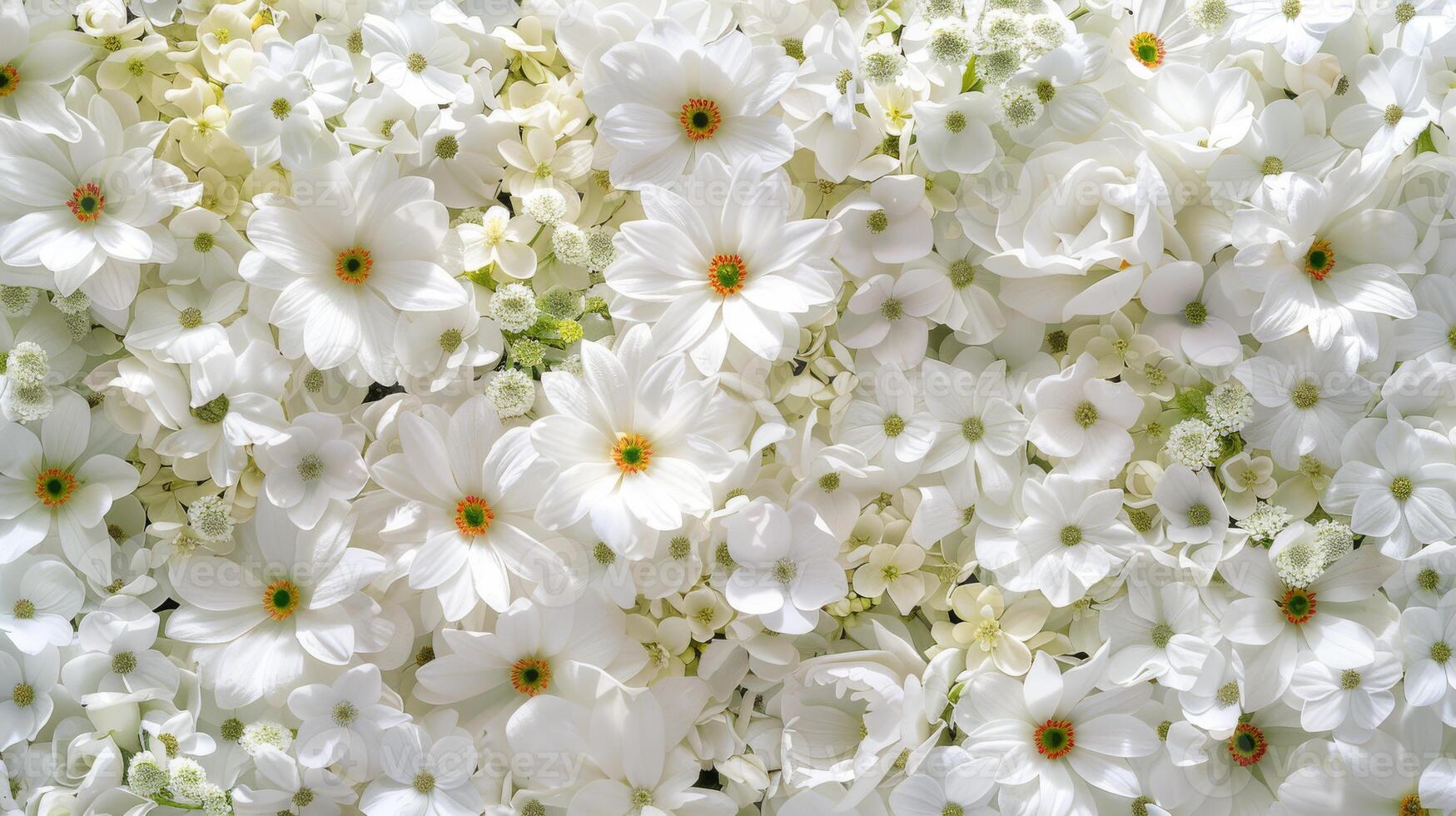 A stunning and beautiful display of white flowers, ideal for weddings, joyous celebrations, and serene decor photo