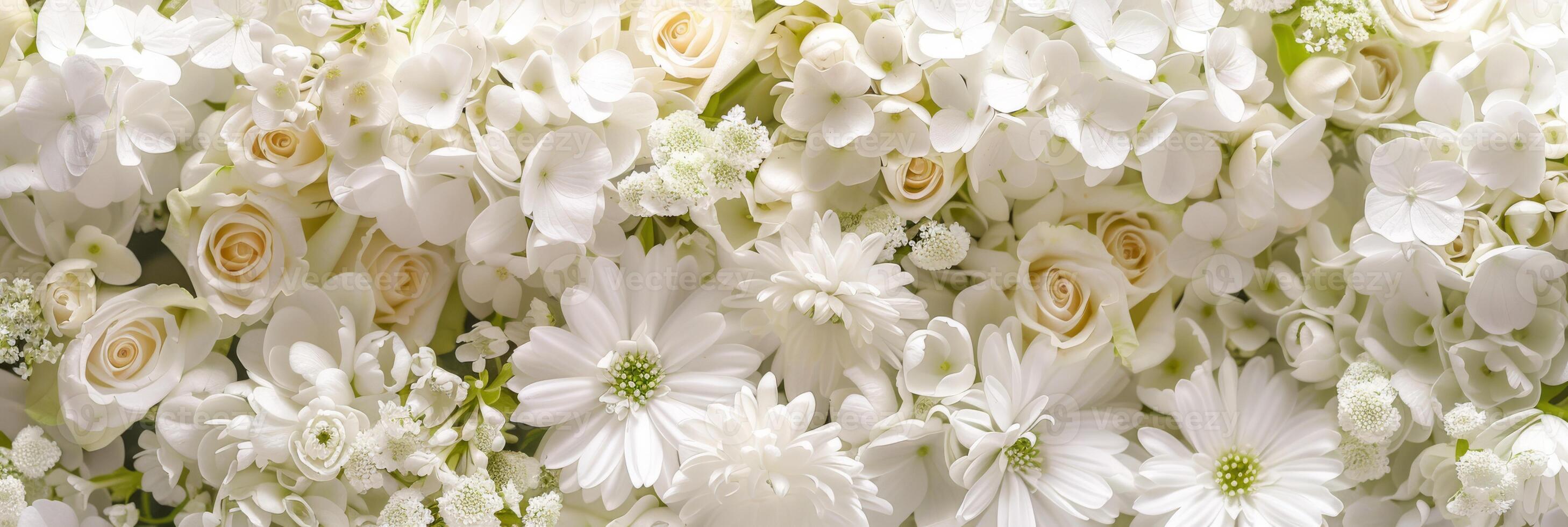 A stunningly beautiful display of delicate white flowers, which are perfect for weddings and various events, plus decor photo